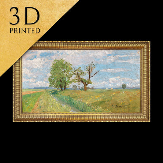 A Springtime Landscape with Creek by Alfred Zoff , 3d Printed with texture and brush strokes looks like original oil painting.