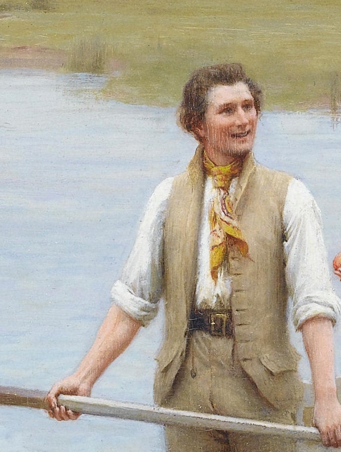 Edmund Blair Leighton Print: An Apple for the Boatman, 3D Textured Art