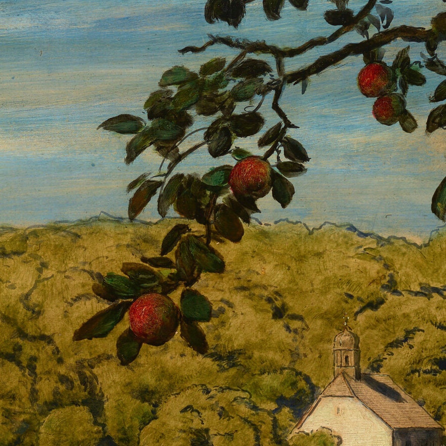 Hans Thoma Painting: Blick Auf Mamolsheim, 3D Textured Print