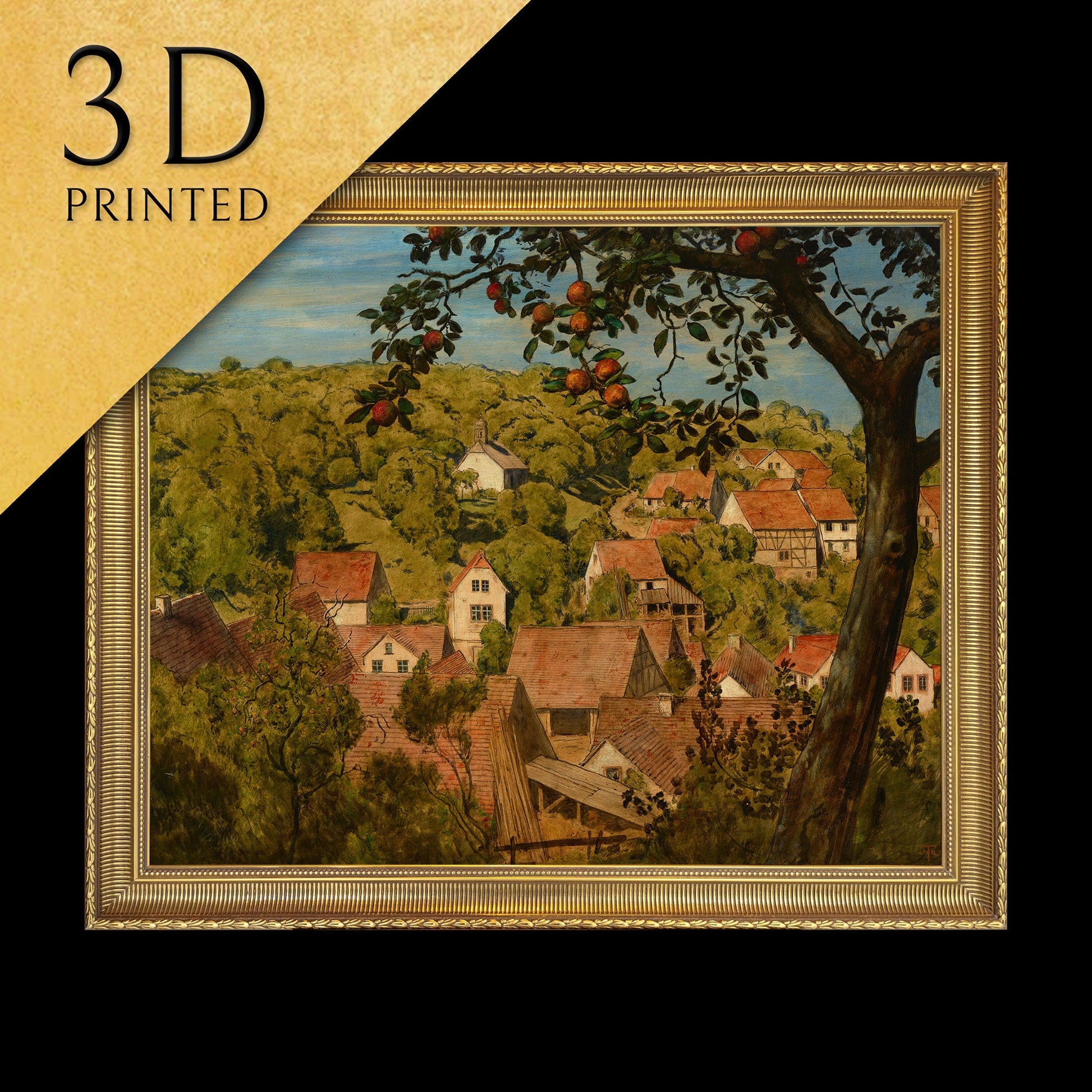 Blick Auf Mamolsheim by Hans Thoma, 3d Printed with texture and brush strokes looks like original oil painting.