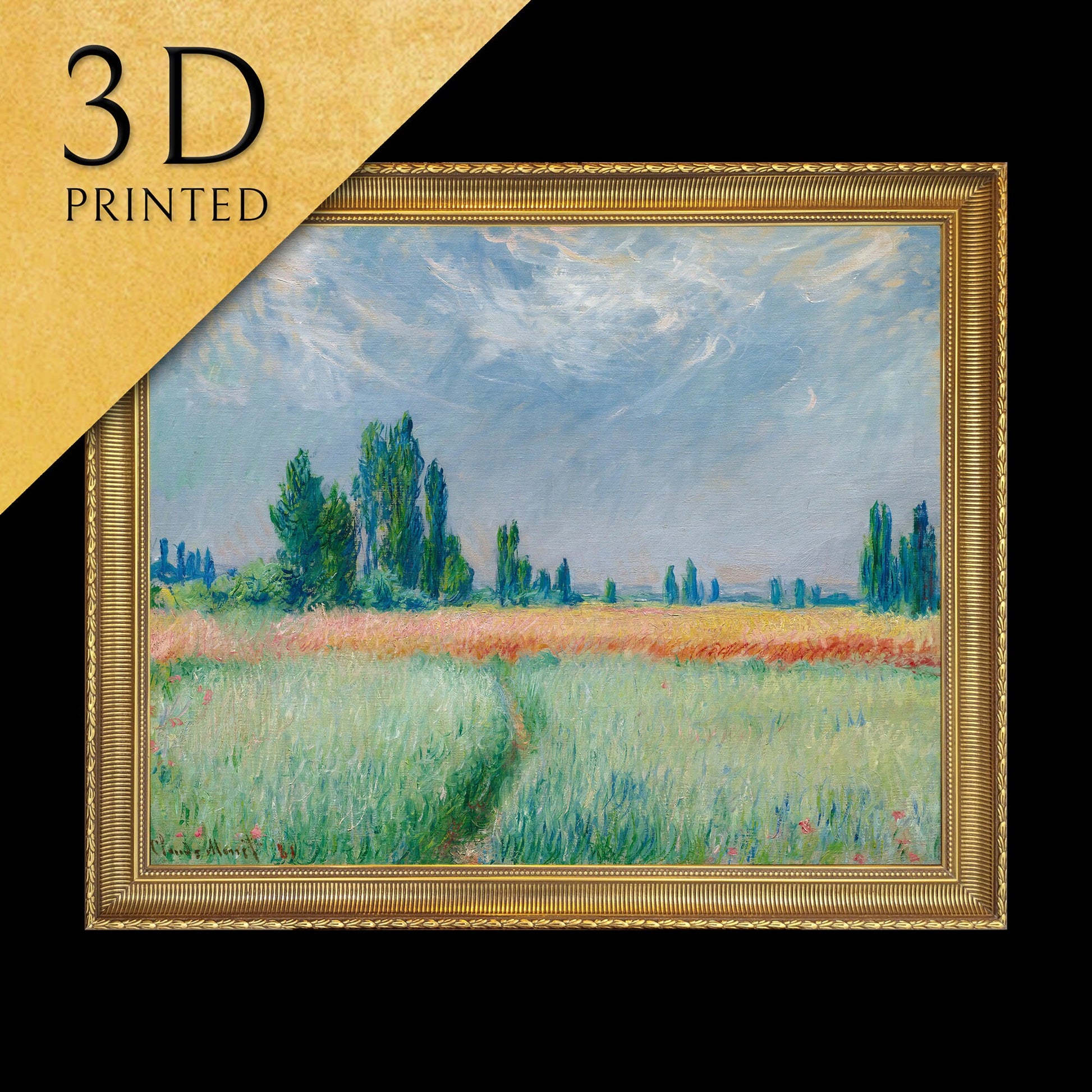 Champ De Ble by Claude Monet, 3d Printed with texture and brush strokes looks like original oil painting.