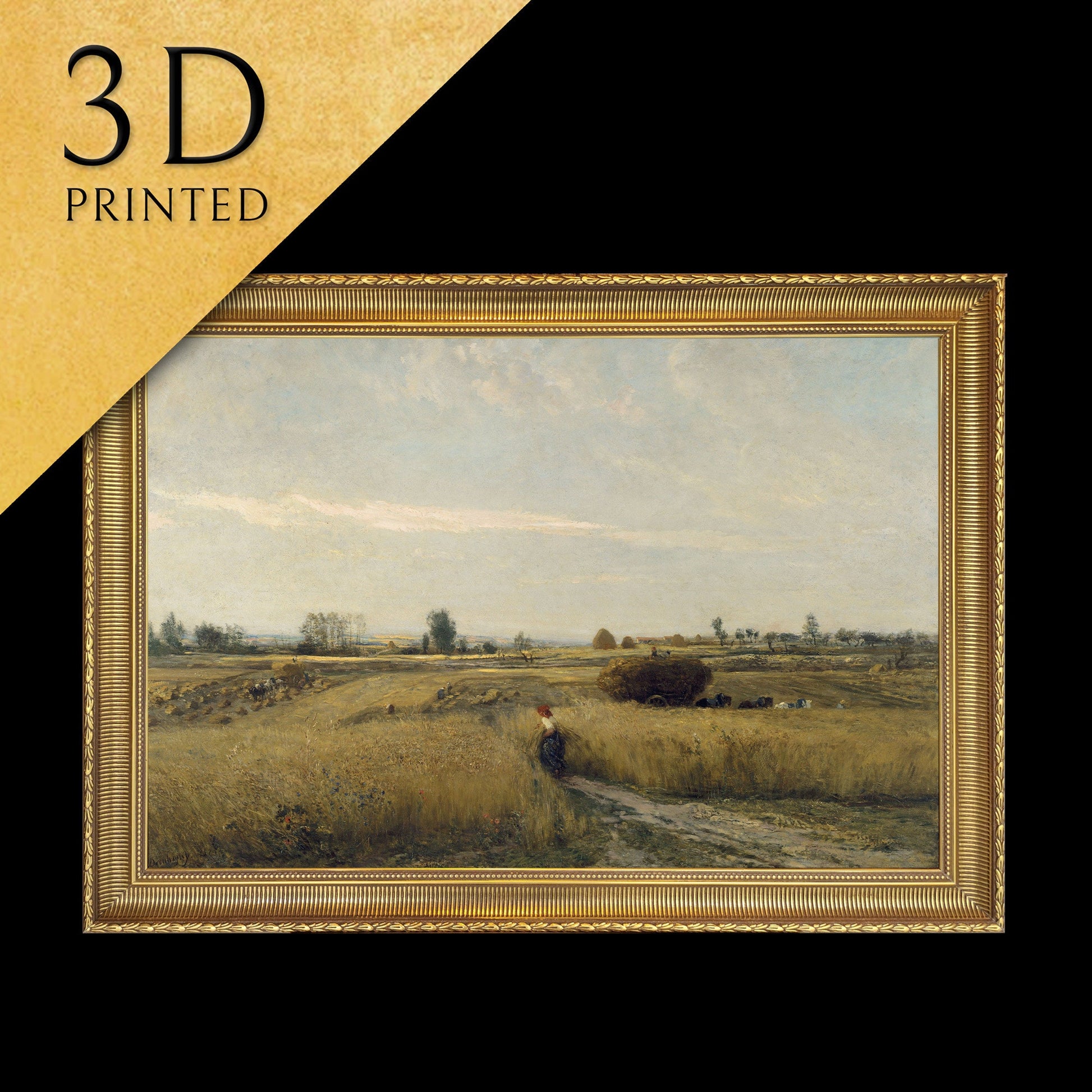 Harvest by Charles François Daubigny, 3d Printed with texture and brush strokes looks like original oil painting.