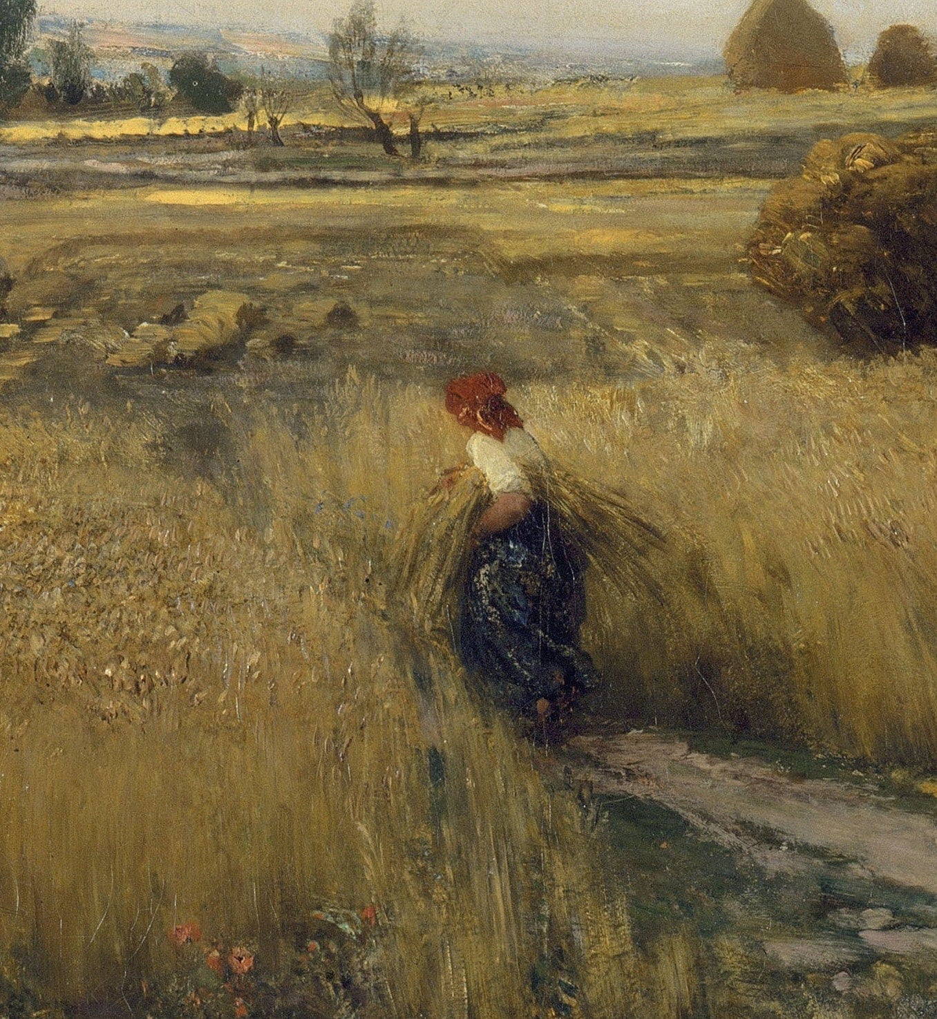 Daubigny Harvest 3D Print: Textured Oil Painting Reproduction