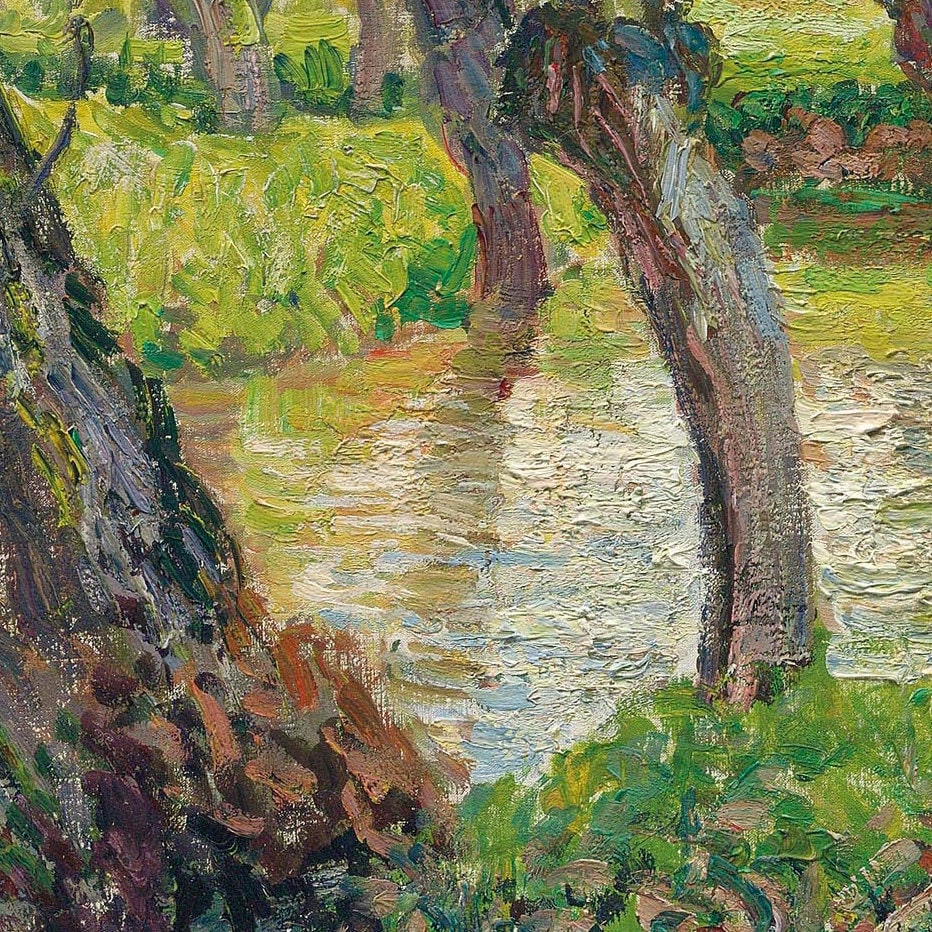 Camille Pissarro Print: Bords De Lepte A Eragny, 3D Textured Oil Painting Reproduction