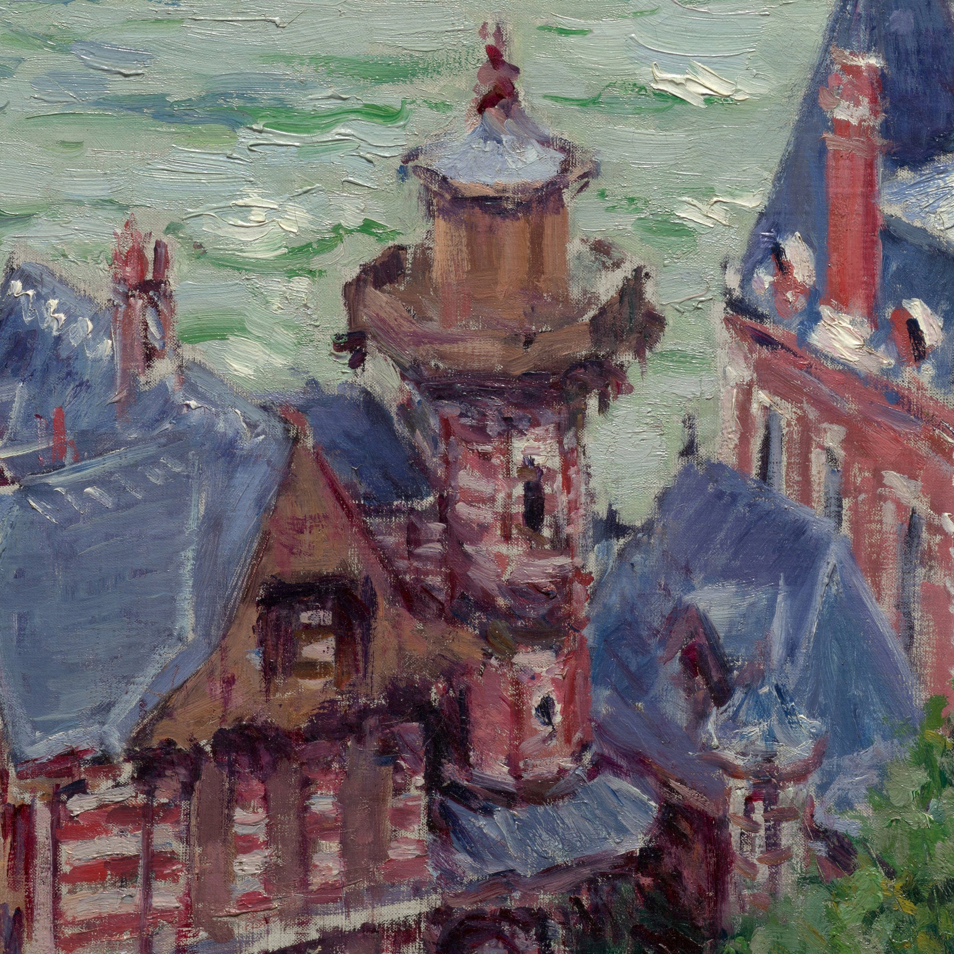 Villas at Trouville by Gustave Caillebotte, 3d Printed with texture and brush strokes looks like original oil painting.