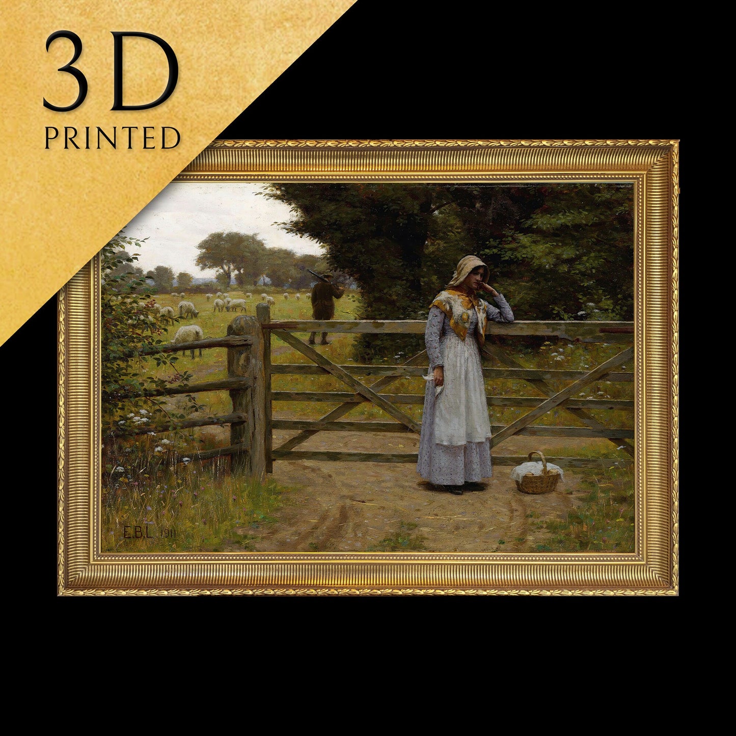 Off by Edmund Blair Leighton, 3d Printed with texture and brush strokes looks like original oil painting.