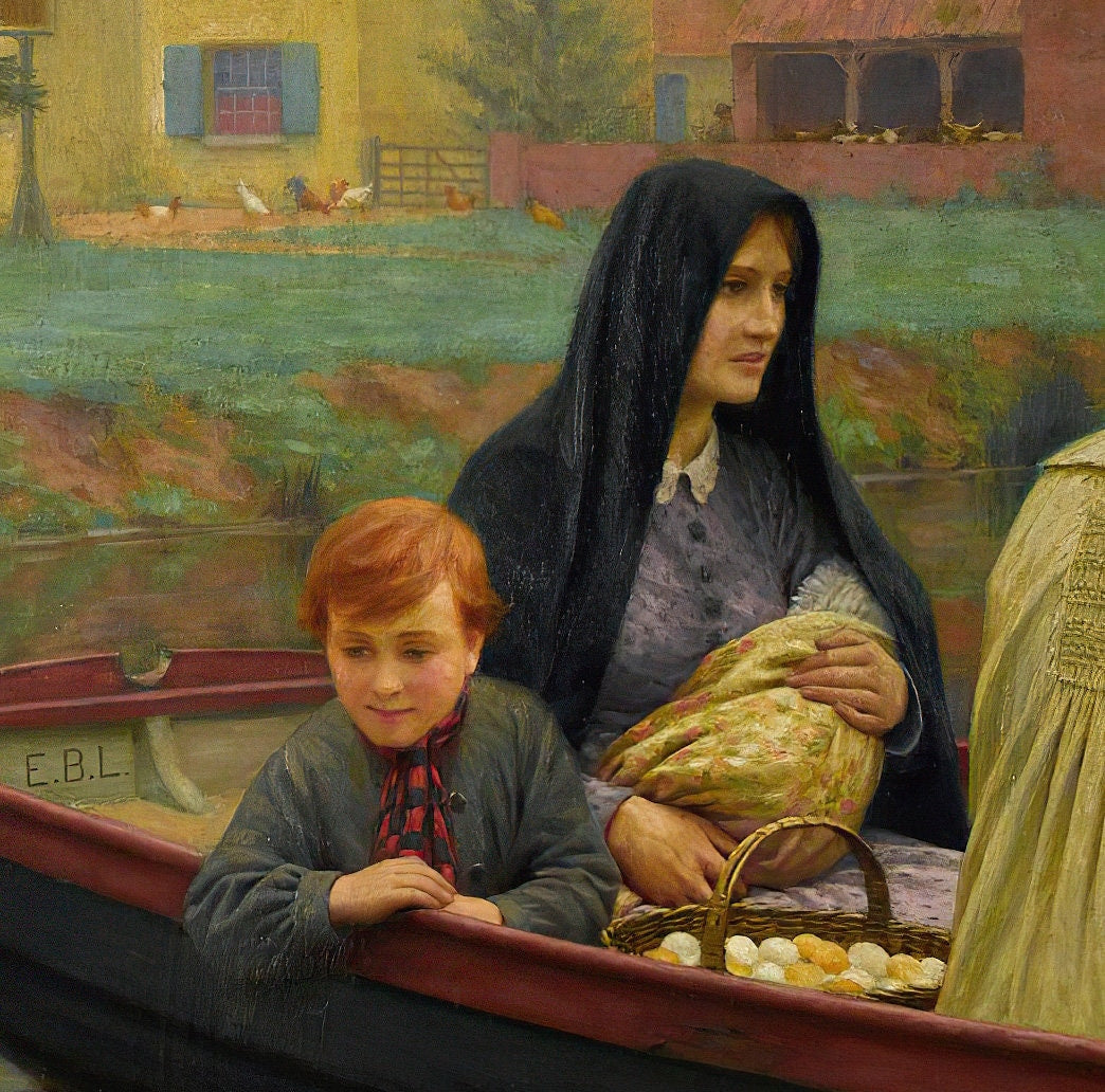 The Ferry by Edmund Blair Leighton, 3d Printed with texture and brush strokes looks like original oil painting.