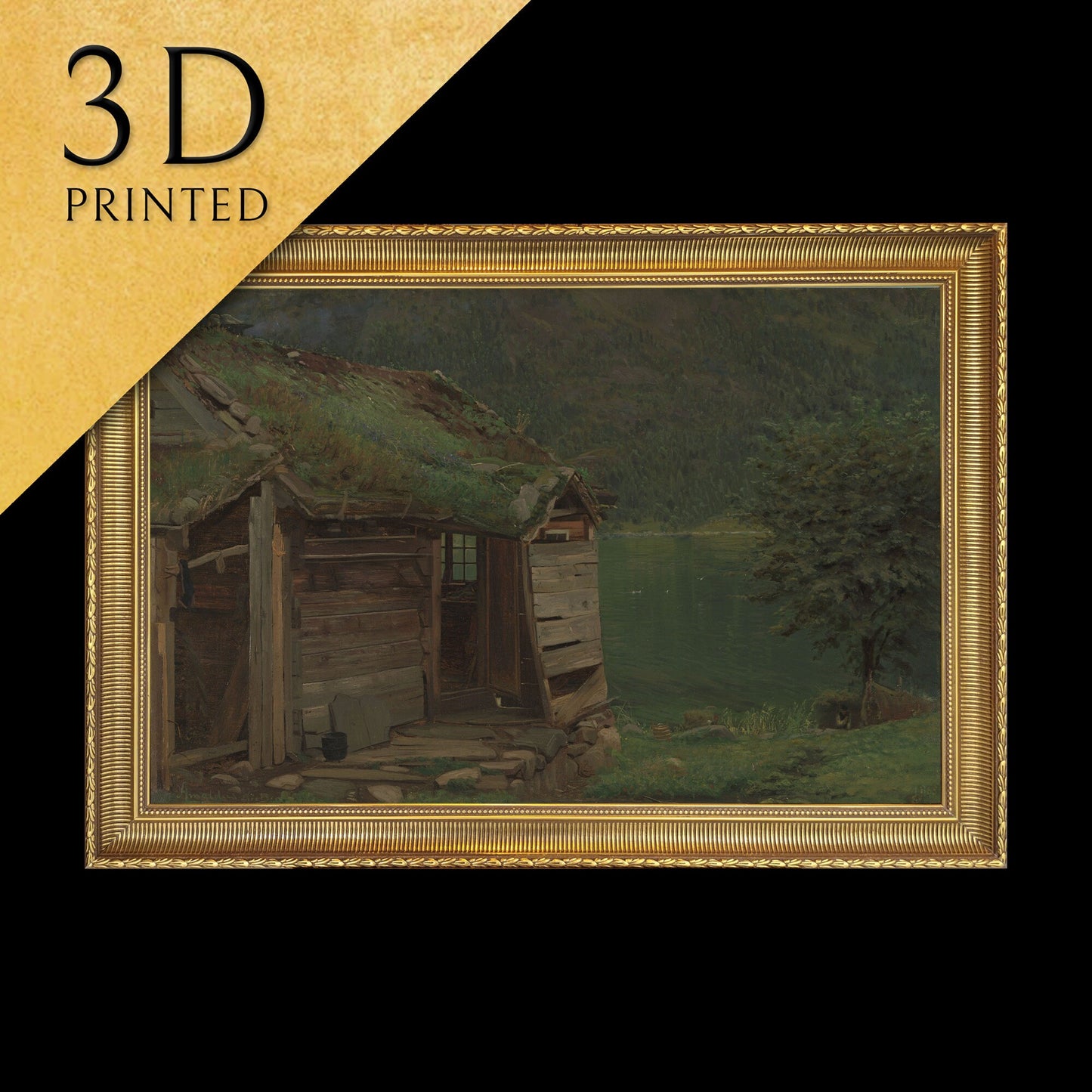 Farmhouse at Balestrand by Amaldus Nielsen, 3d Printed with texture and brush strokes looks like original oil painting.