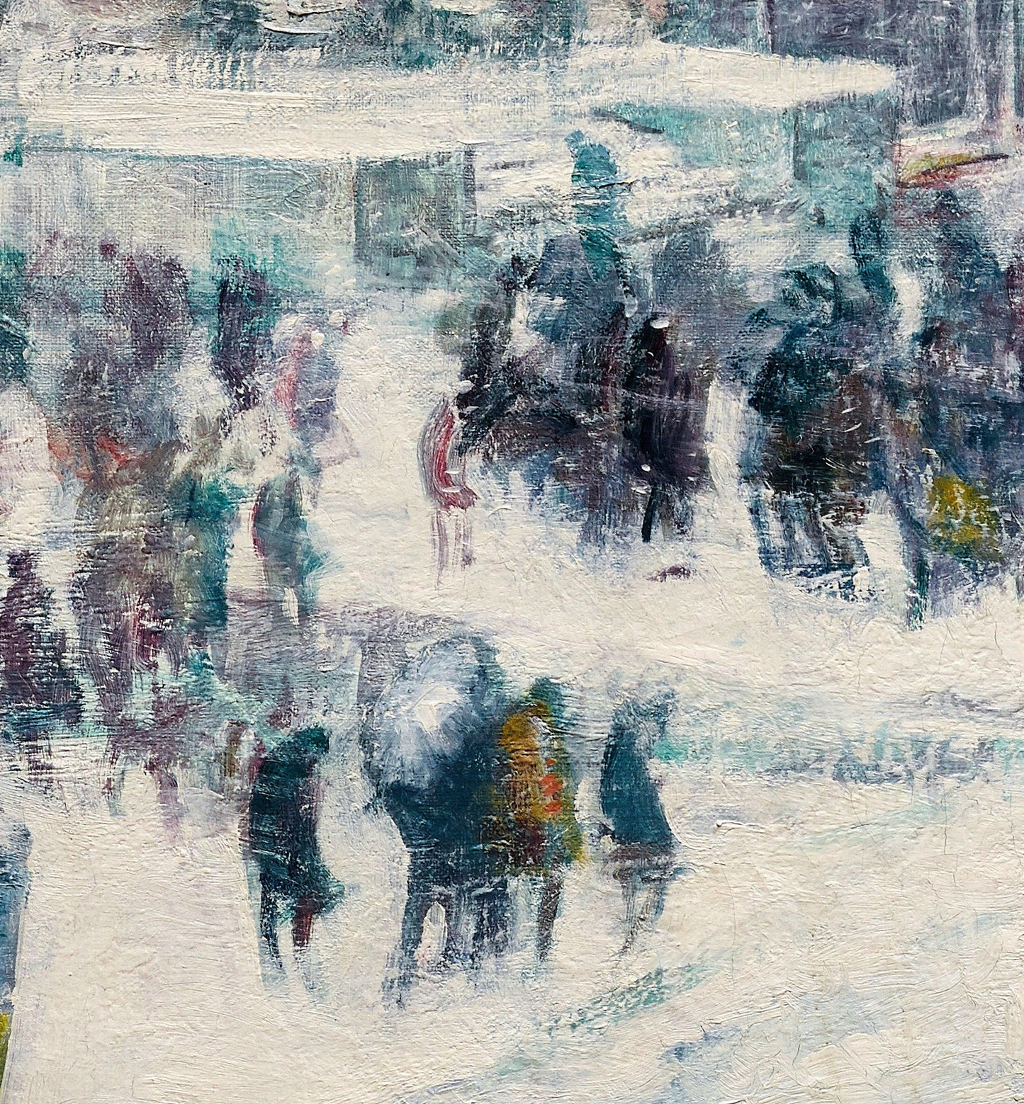 Fifth Avenue in Winter by Guy Carleton , 3d Printed with texture and brush strokes looks like original oil painting.