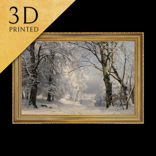 Forest In Winter by Anders Andersen Lundby, 3d Printed with texture and brush strokes looks like original oil painting.