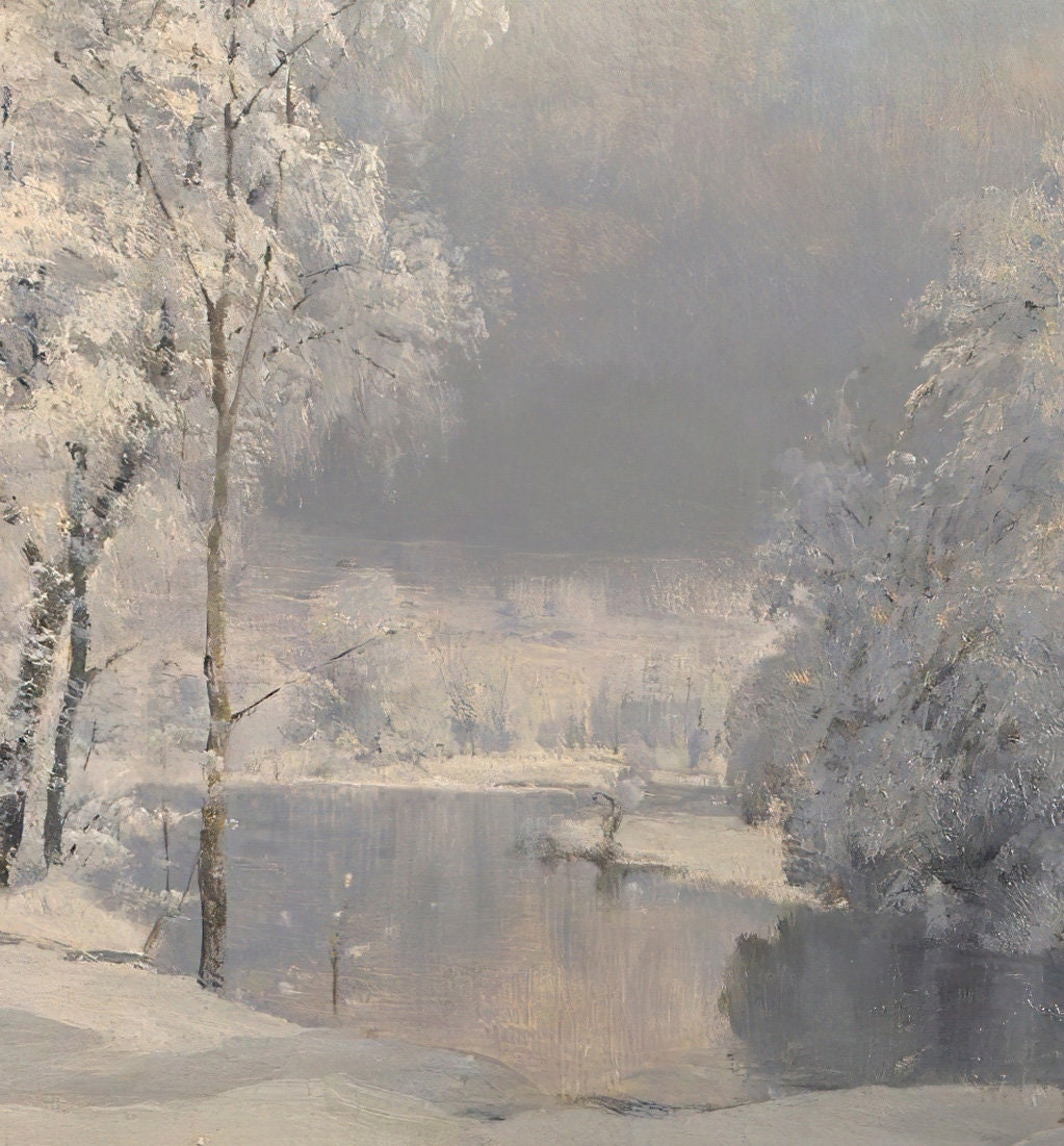 Forest In Winter by Anders Andersen Lundby, 3d Printed with texture and brush strokes looks like original oil painting.