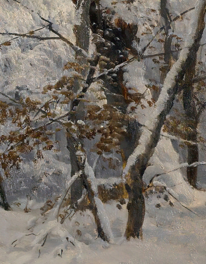 Forest In Winter by Anders Andersen Lundby, 3d Printed with texture and brush strokes looks like original oil painting.