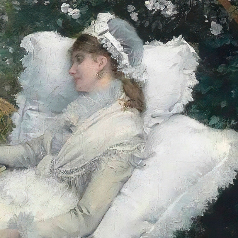 Ernest Ange Duez Painting: Resting on the Terrace 3D Textured Print