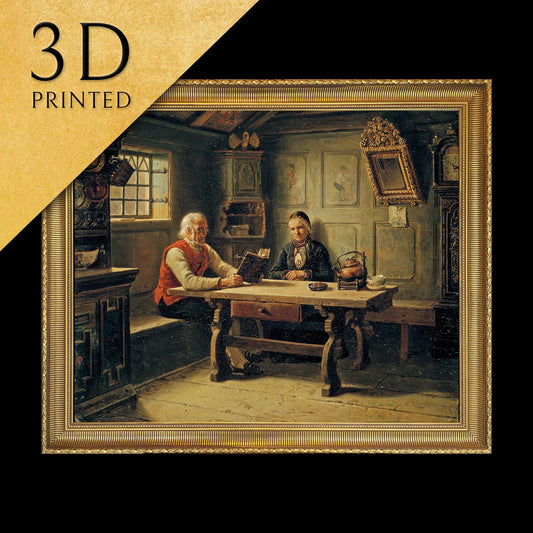 Old Age Solitude by Adolph Tidemand, 3d Printed with texture and brush strokes looks like original oil painting.