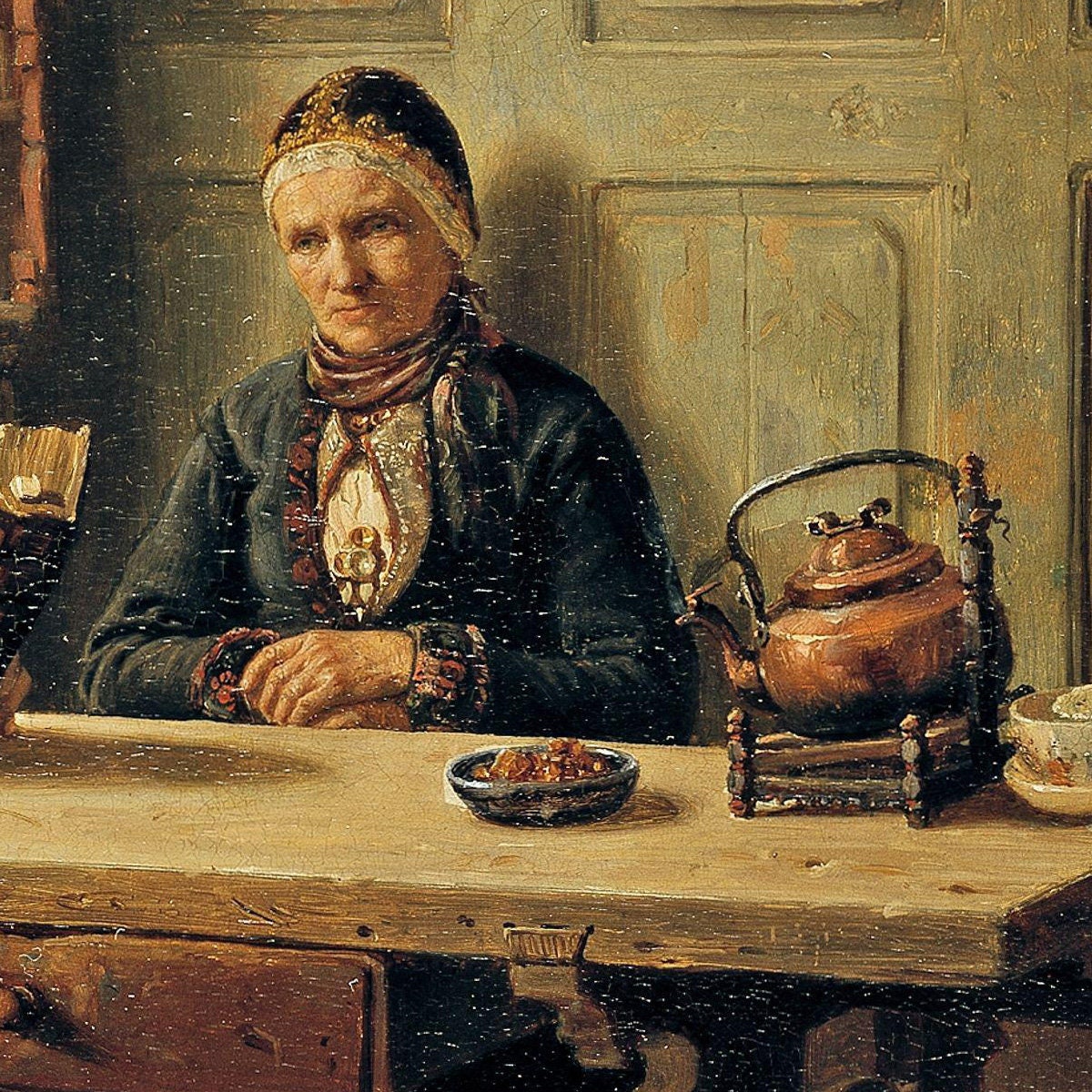 Adolph Tidemand 3D Print: Old Age Solitude Textured Painting