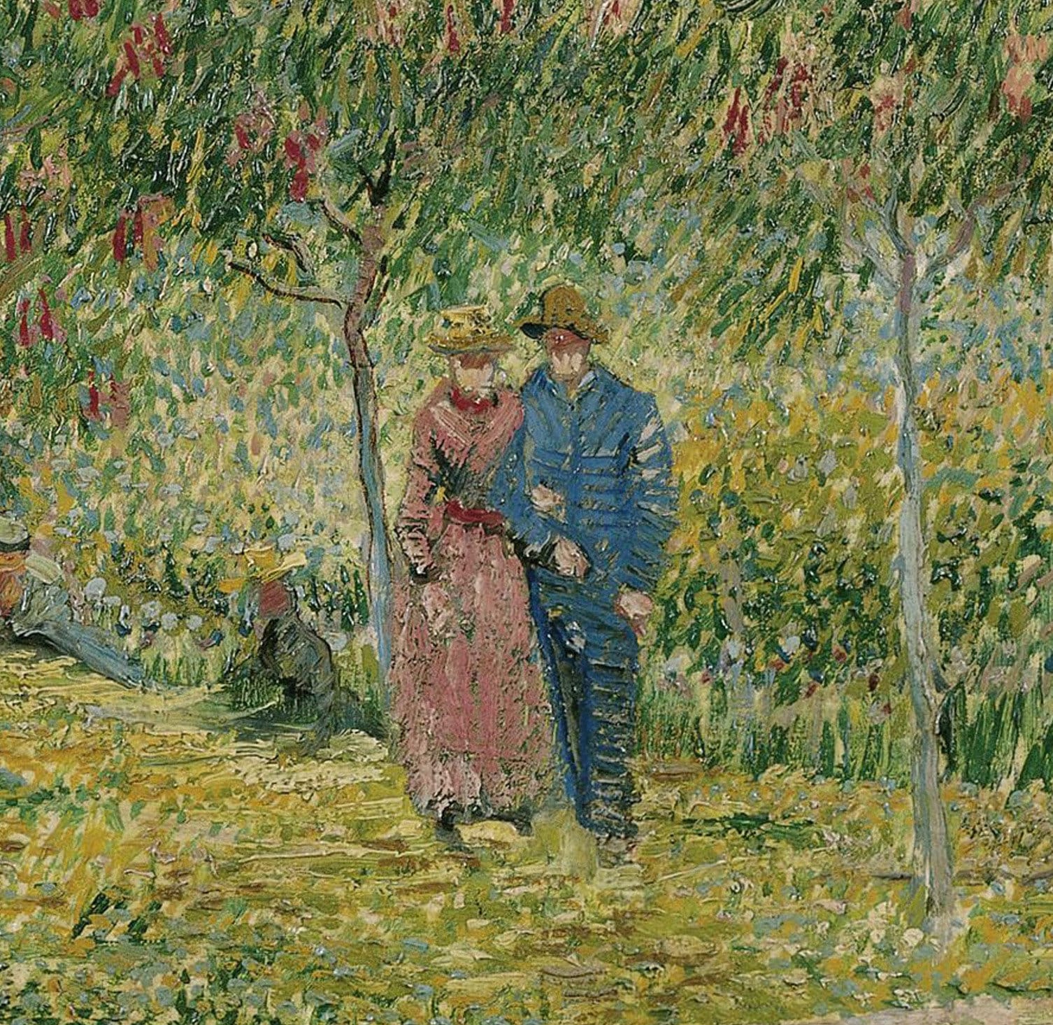 Garden in montmarte with lovers by Van Gogh , 3d Printed with texture and brush strokes looks like original oil painting.