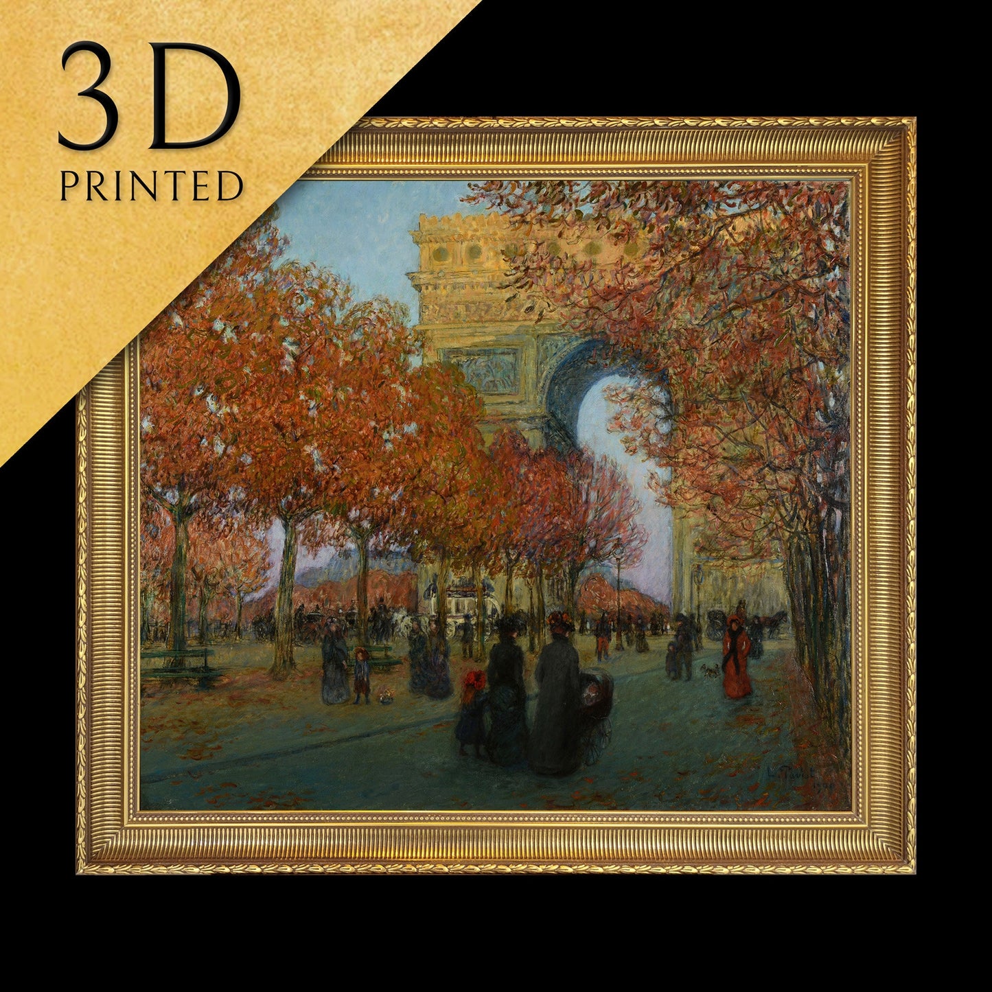 LArc de Triomphe de lEtoile by Louis Paviot, 3d Printed with texture and brush strokes looks like original oil painting.