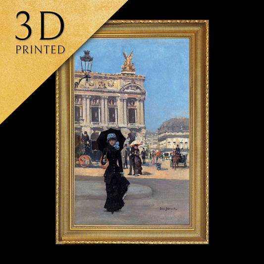 Devant l Opera by Jean Beraud, 3d Printed with texture and brush strokes looks like original oil painting.