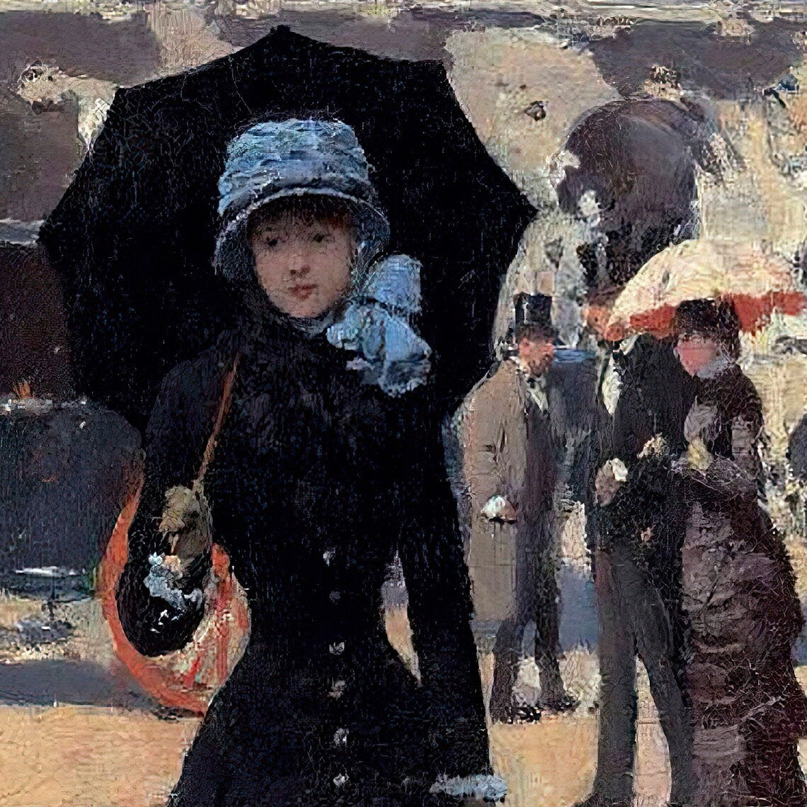 Devant l Opera by Jean Beraud, 3d Printed with texture and brush strokes looks like original oil painting.