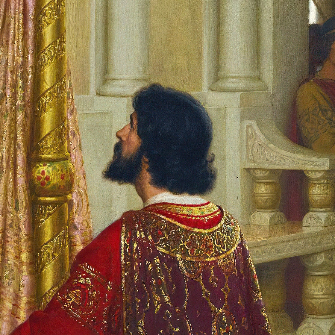 A King And A Beggar Maid 3D Print: Edmund Blair Leighton Textured Painting