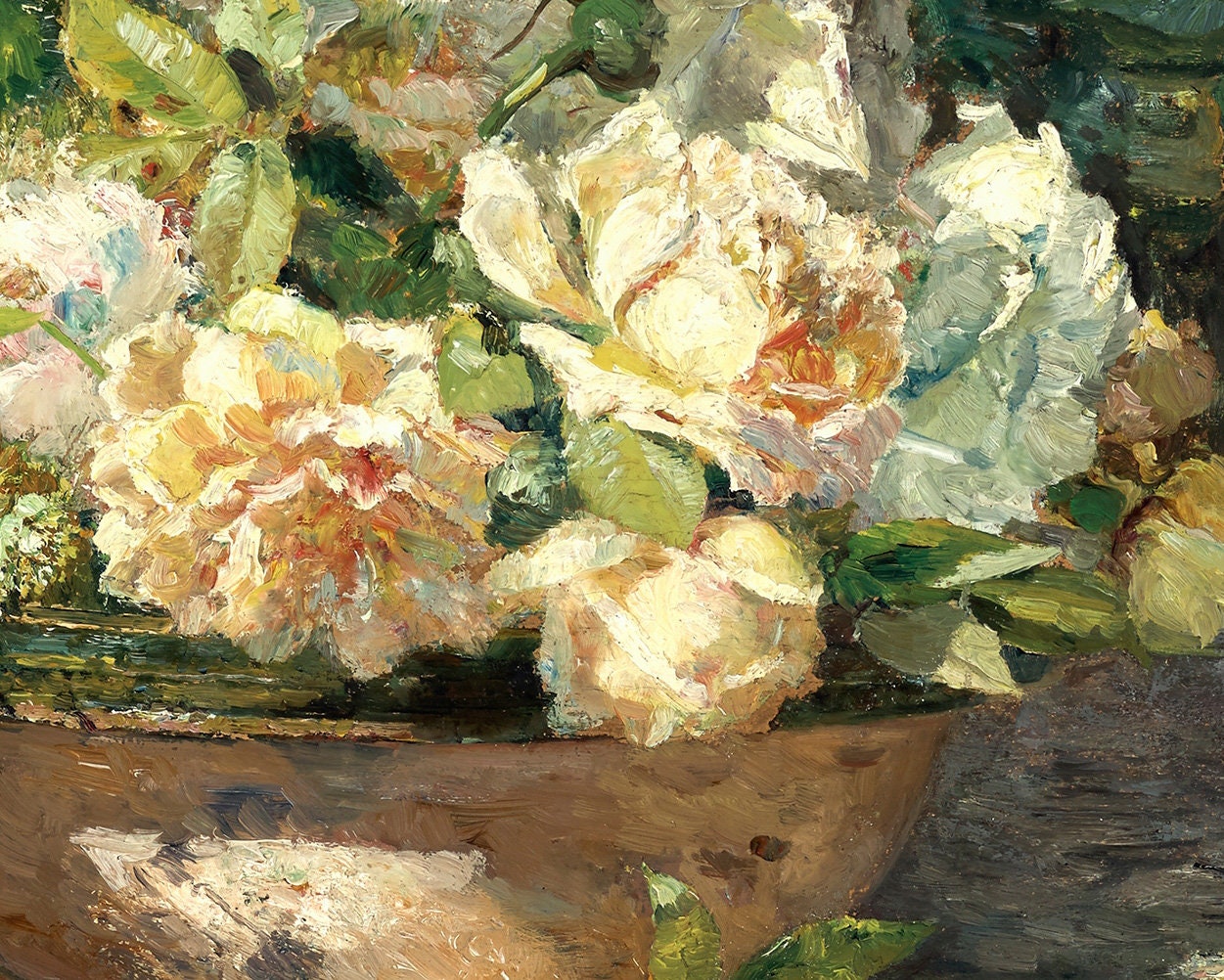 Marie Egner 'In der Laube' 3D Textured Print: Floral Still Life