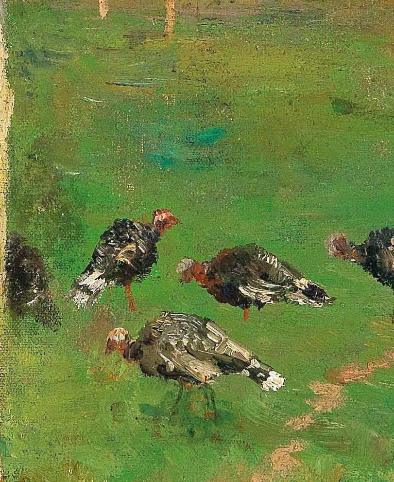 Marie Egner Painting: Poplar Avenue with Turkeys, 3D Printed Texture