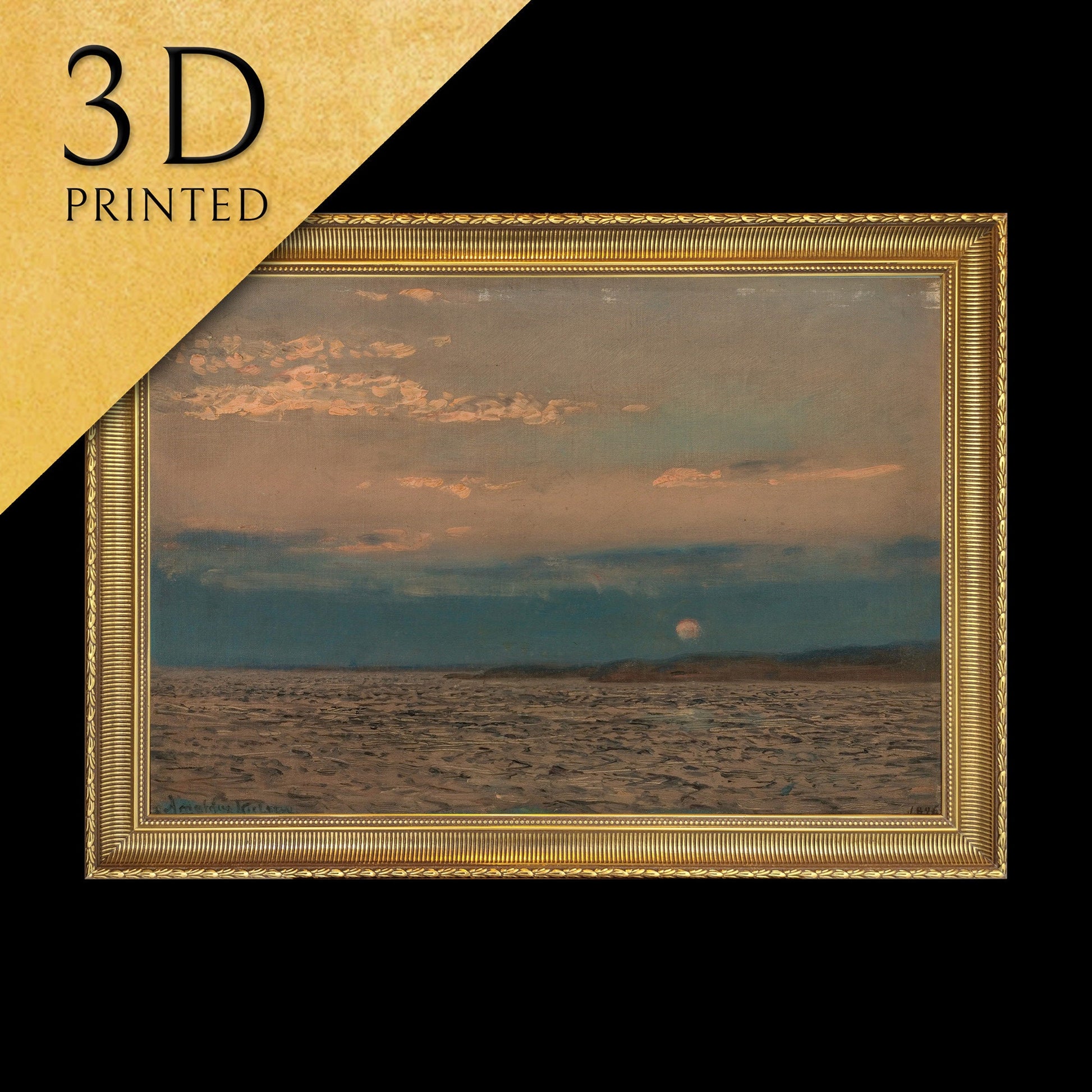 Aften, Hvaler by Amaldus Nielsen, 3d Printed with texture and brush strokes looks like original oil-painting.