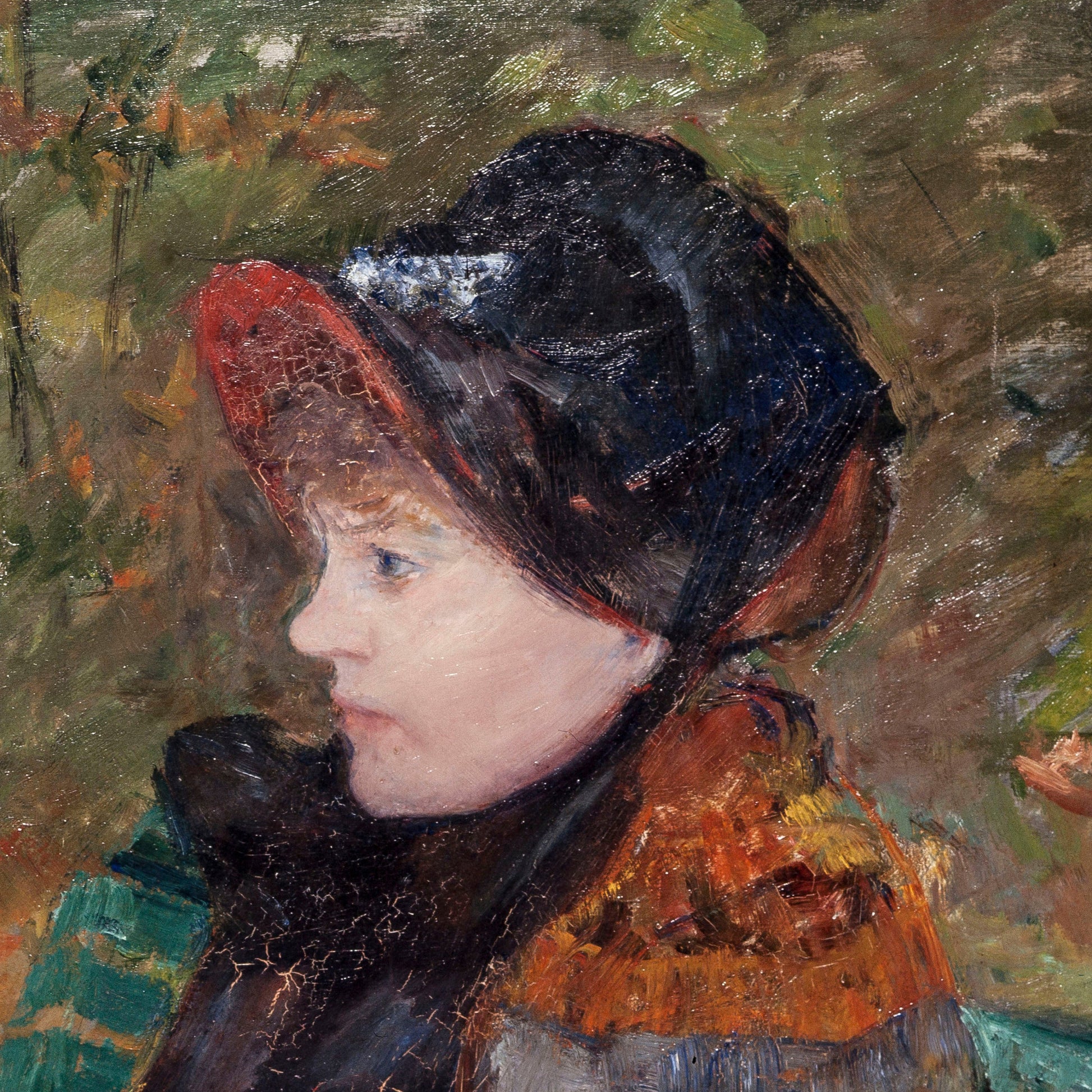 Automne, Portrait de Lydia Cassatt by Mary Cassatt, 3d Printed with texture and brush strokes looks like original oil painting.