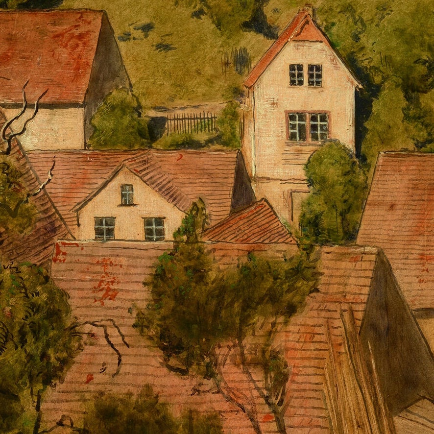 Hans Thoma Painting: Blick Auf Mamolsheim, 3D Textured Print