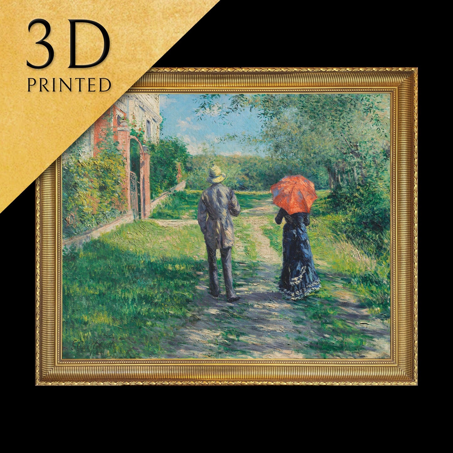 Chemin Montant by Gustave Caillebotte, 3d Printed with texture and brush strokes looks like original oil painting.