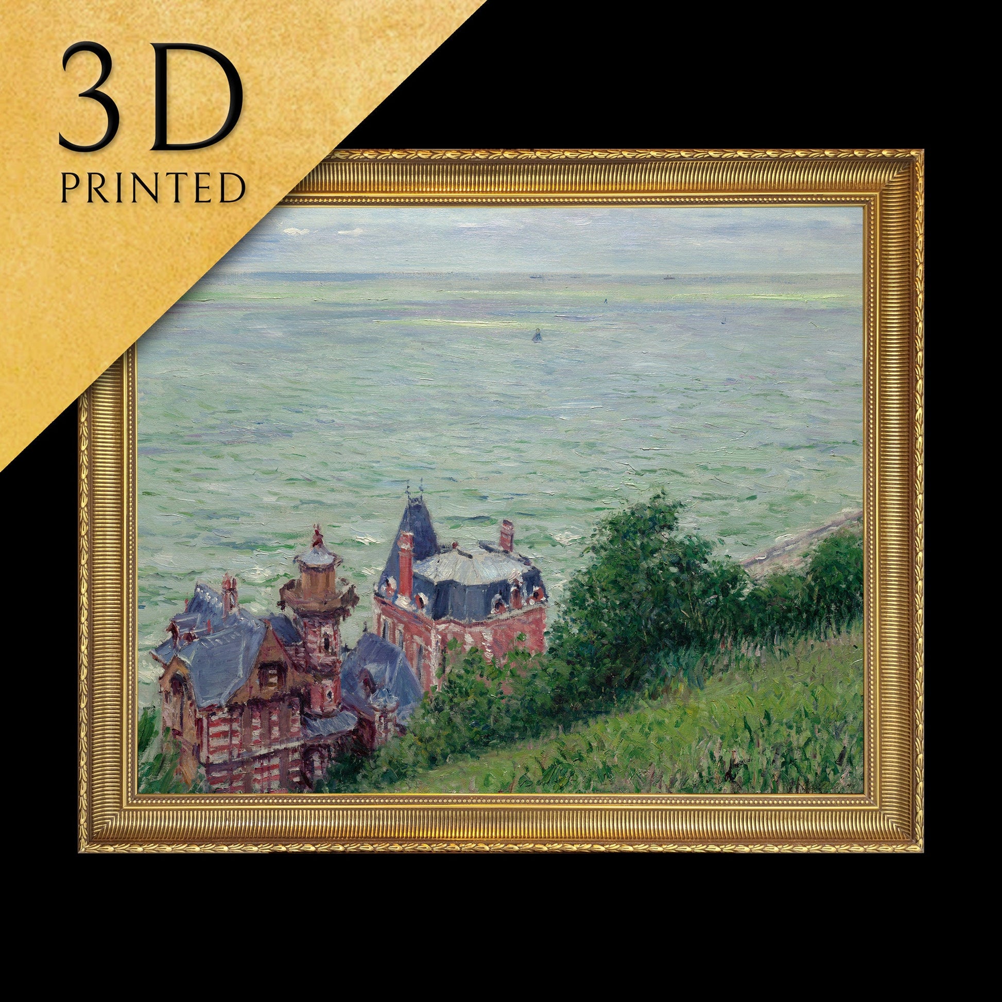 Villas at Trouville by Gustave Caillebotte, 3d Printed with texture and brush strokes looks like original oil painting.