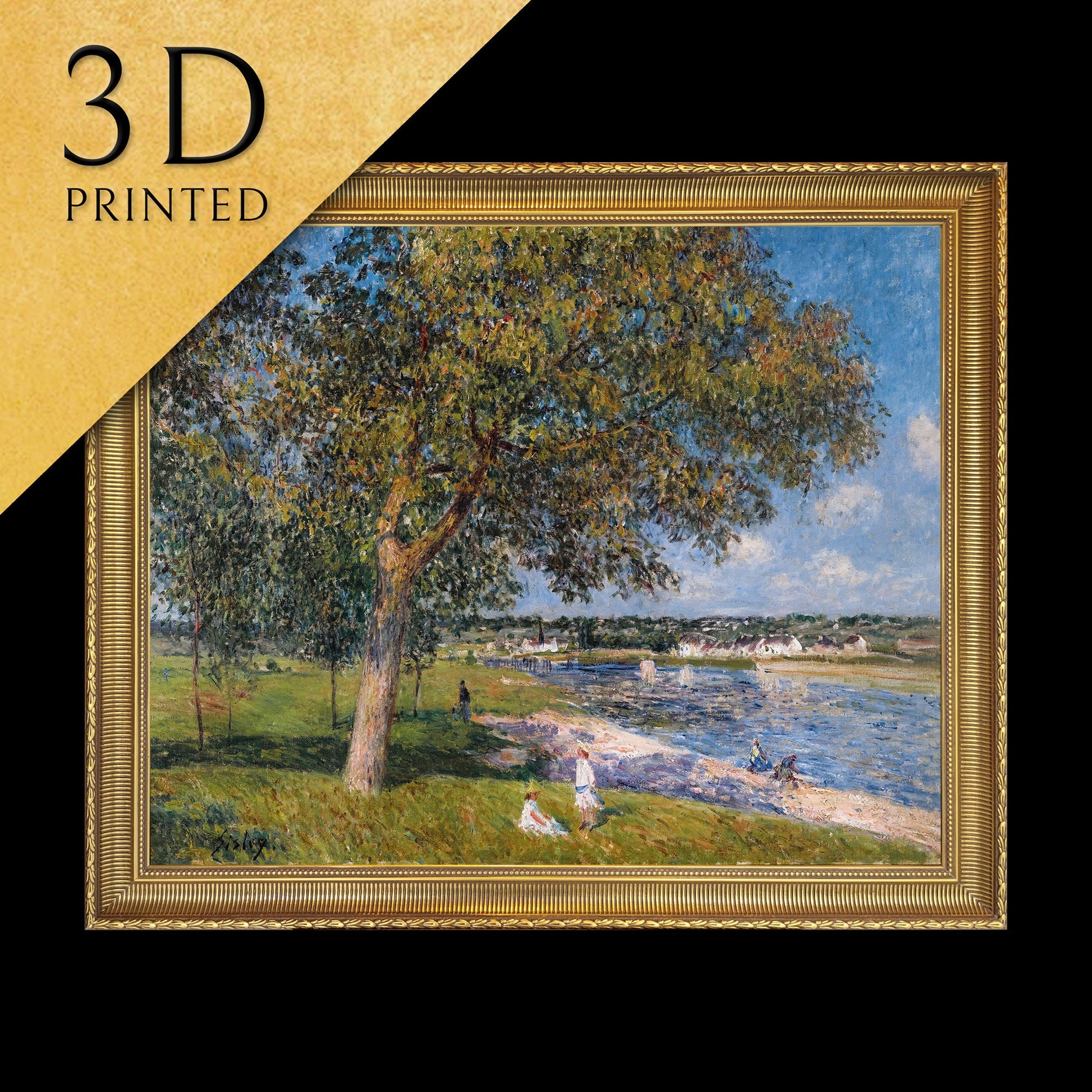 Un Noyer Dans La Prairie De Thomery by Alfred Sisley, 3d Printed with texture and brush strokes looks like original oil painting.