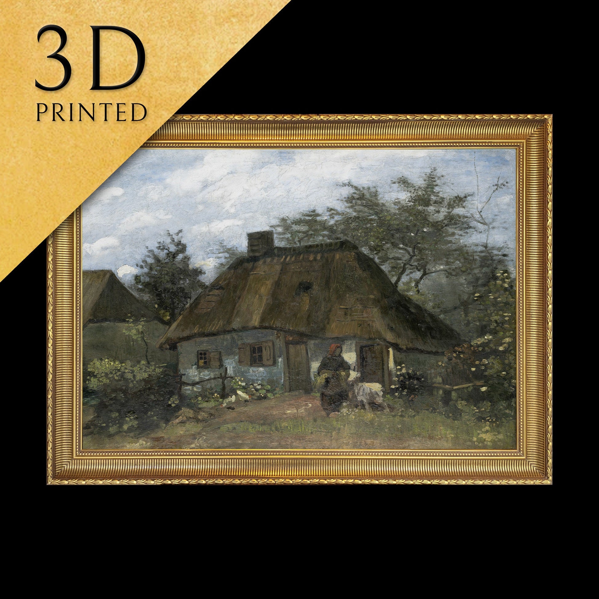 Farmhouse in Nuenen by Van Gogh, 3d Printed with texture and brush strokes looks like original oil painting.