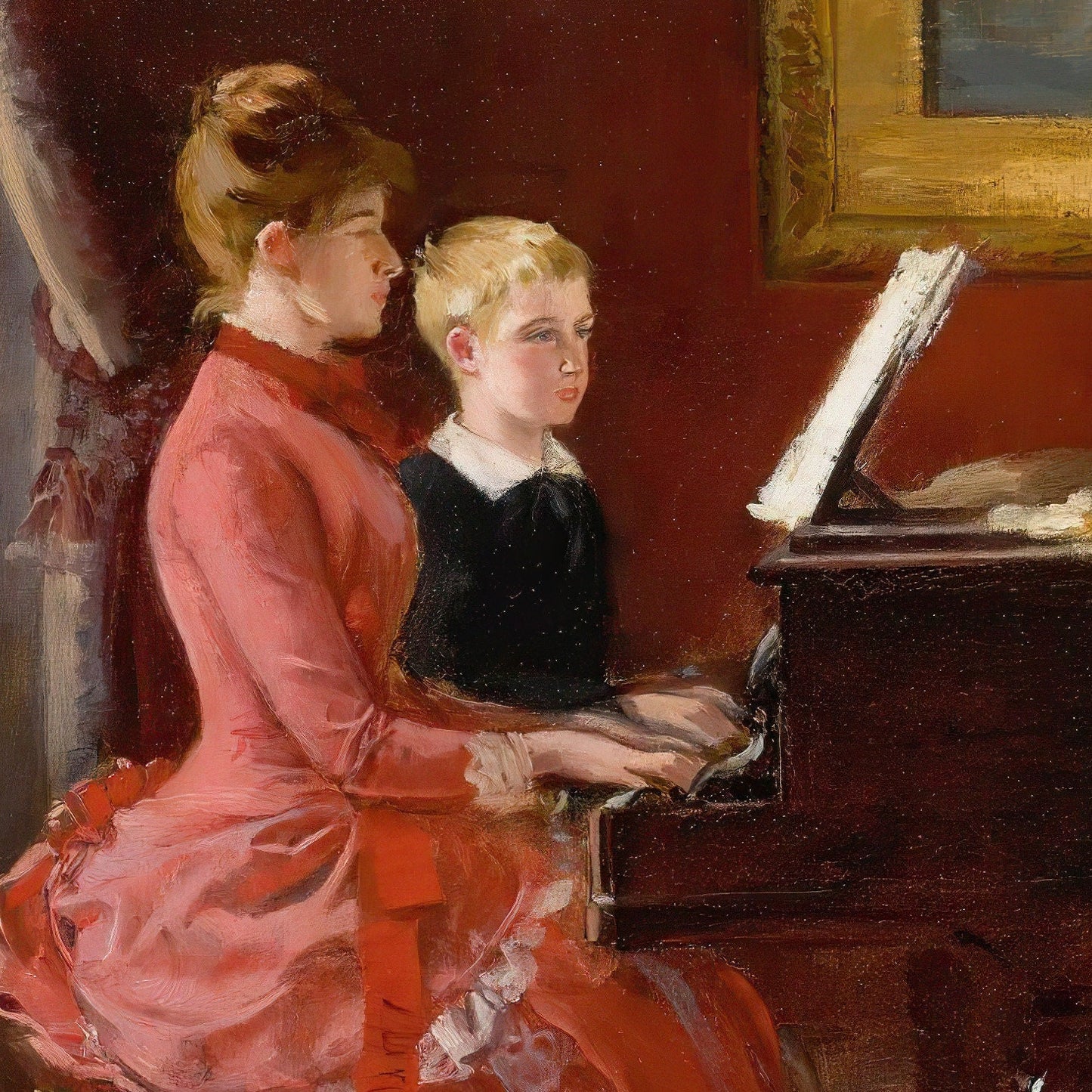 Ernest Ange Duez 'The Duet' 3D Printed Textured Oil Painting Replica