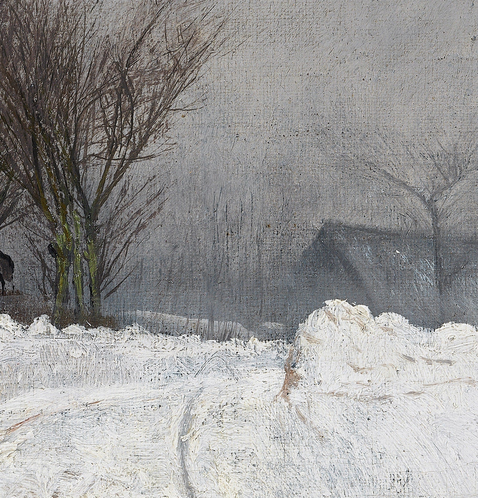 Foggy Winter Day by La Ring, 3d Printed with texture and brush strokes looks like original oil painting.