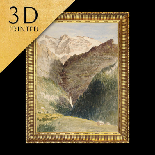 Glacier And Falls by Miner Kilbourne Kellogg, 3d Printed with texture and brush strokes looks like original oil painting.