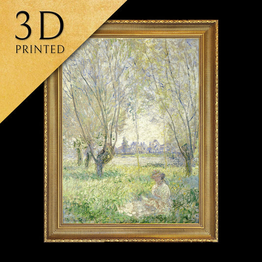 Woman Seated Under The Willows by Claude Monet , 3d Printed with texture and brush strokes looks like original oil-painting, code:591
