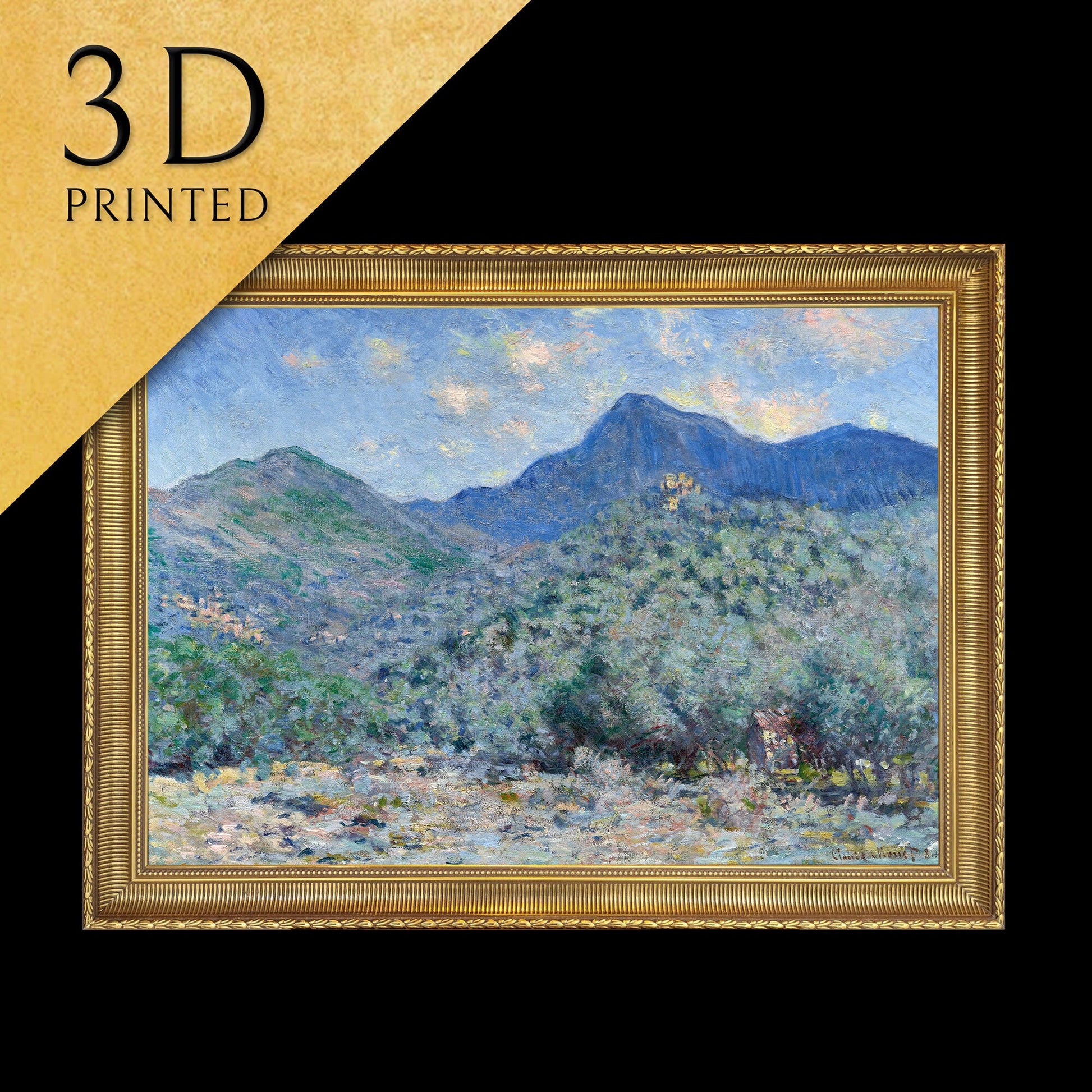 Valle Buona, Near Bordighera by Claude Monet, 3d Printed with texture and brush strokes looks like original oil painting.