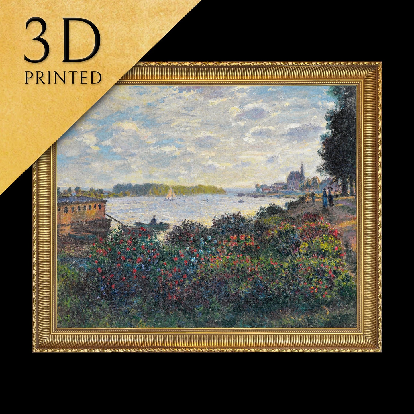 La Seine A Argenteuil by Claude Monet, 3d Printed with texture and brush strokes looks like original oil painting.