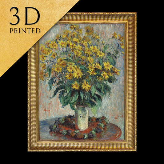 jerusalem artichoke flowers by Claude Monet , 3d Printed with texture and brush strokes looks like original oil-painting, code:598