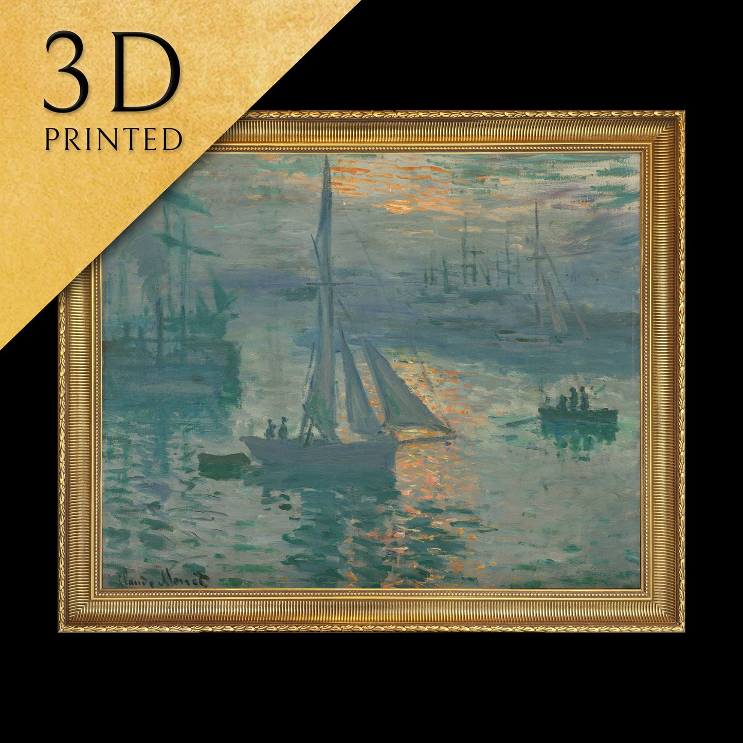 Sunrise Marine by Claude Monet , 3d Printed with texture and brush strokes looks like original oil painting