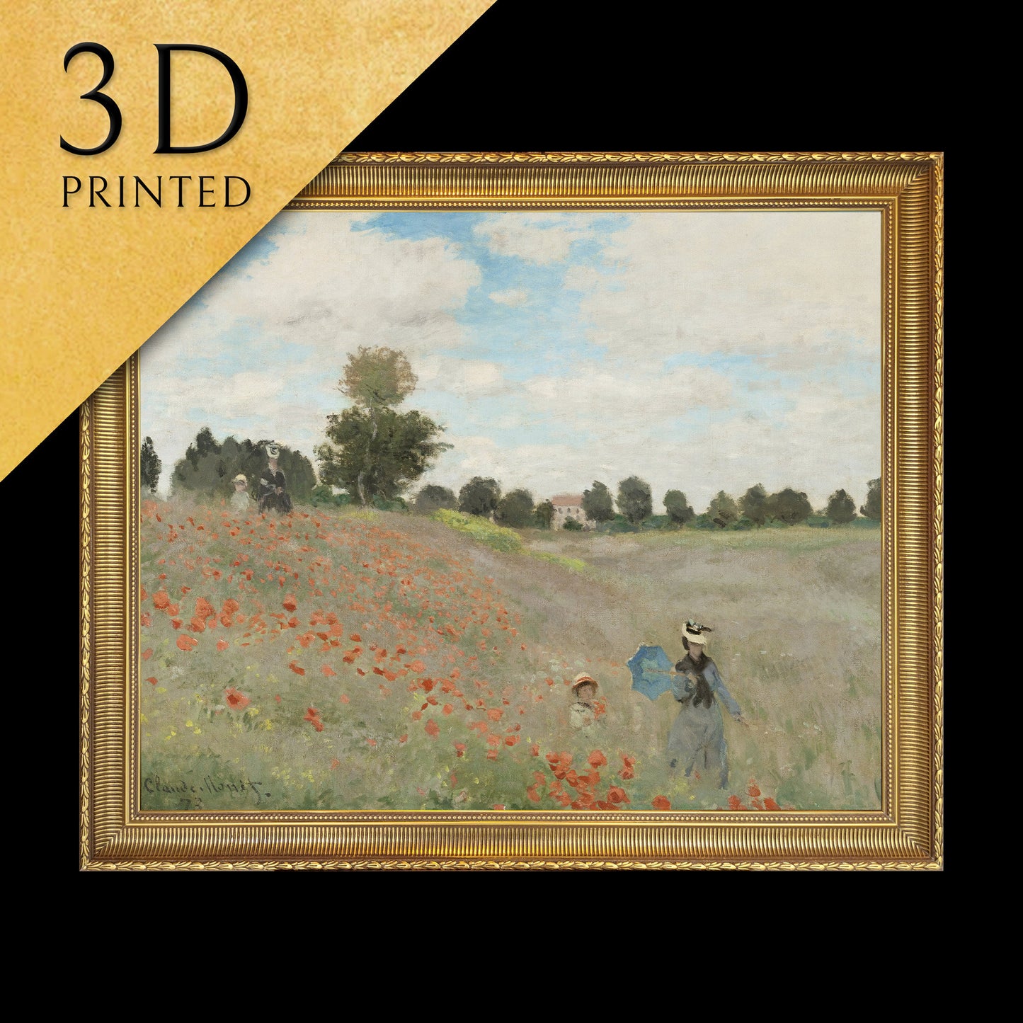 Poppy Field by Claude Monet, 3d Printed with texture and brush strokes looks like original oil painting