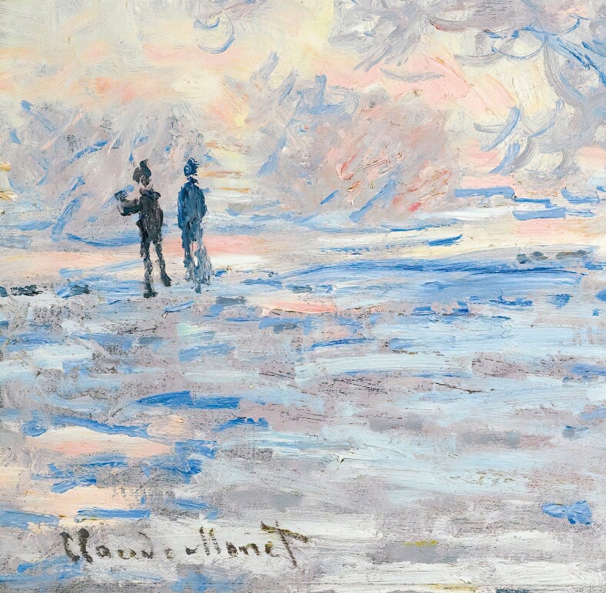 Claude Monet - Le Givre A Giverny - 3D Printed Textured Oil Painting