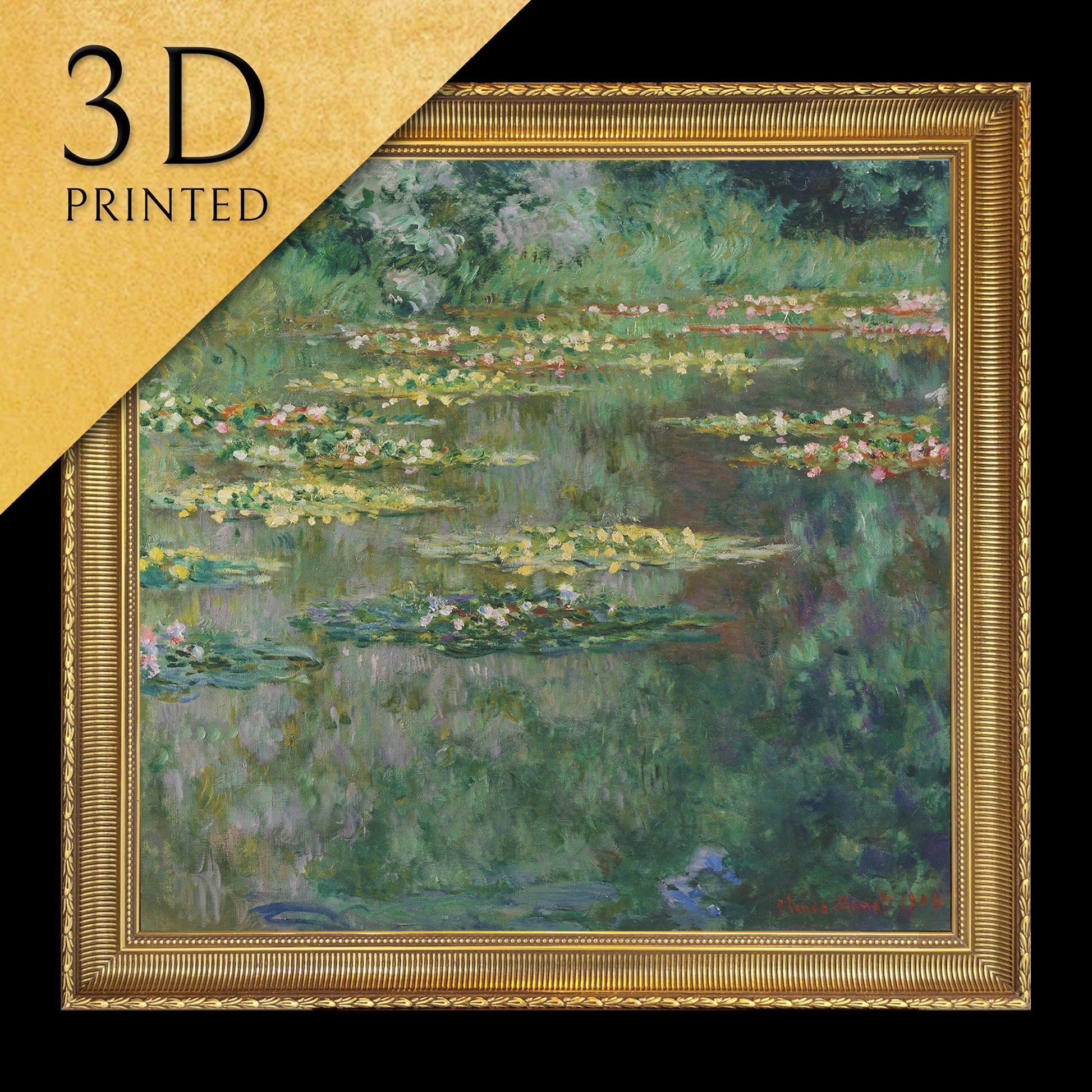 Le Bassin des Nympheas by Claude Monet,3d Printed with texture and brush strokes looks like original oil painting