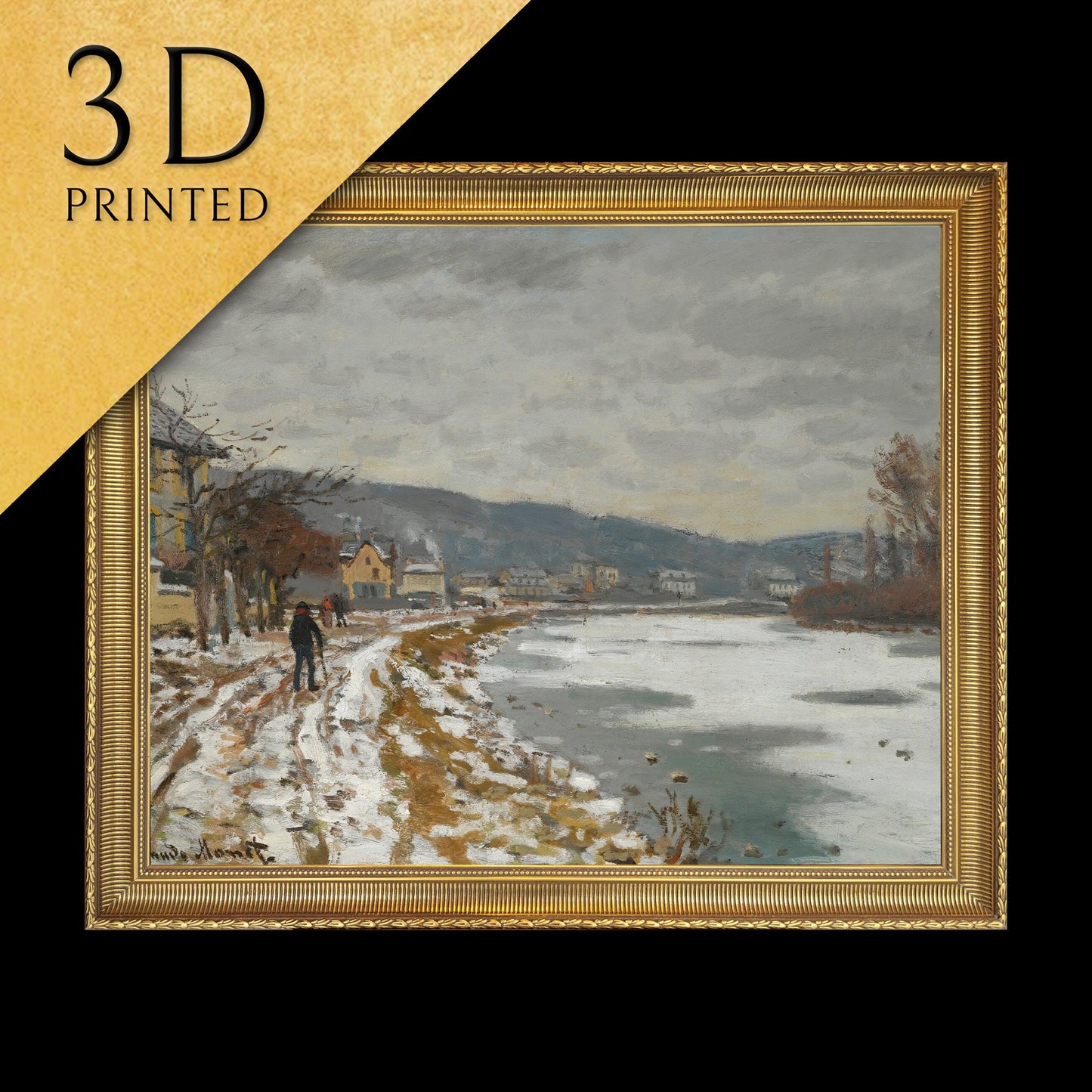 La Seine A Bougival by Claude Monet, 3d Printed with texture and brush strokes looks like original oil painting