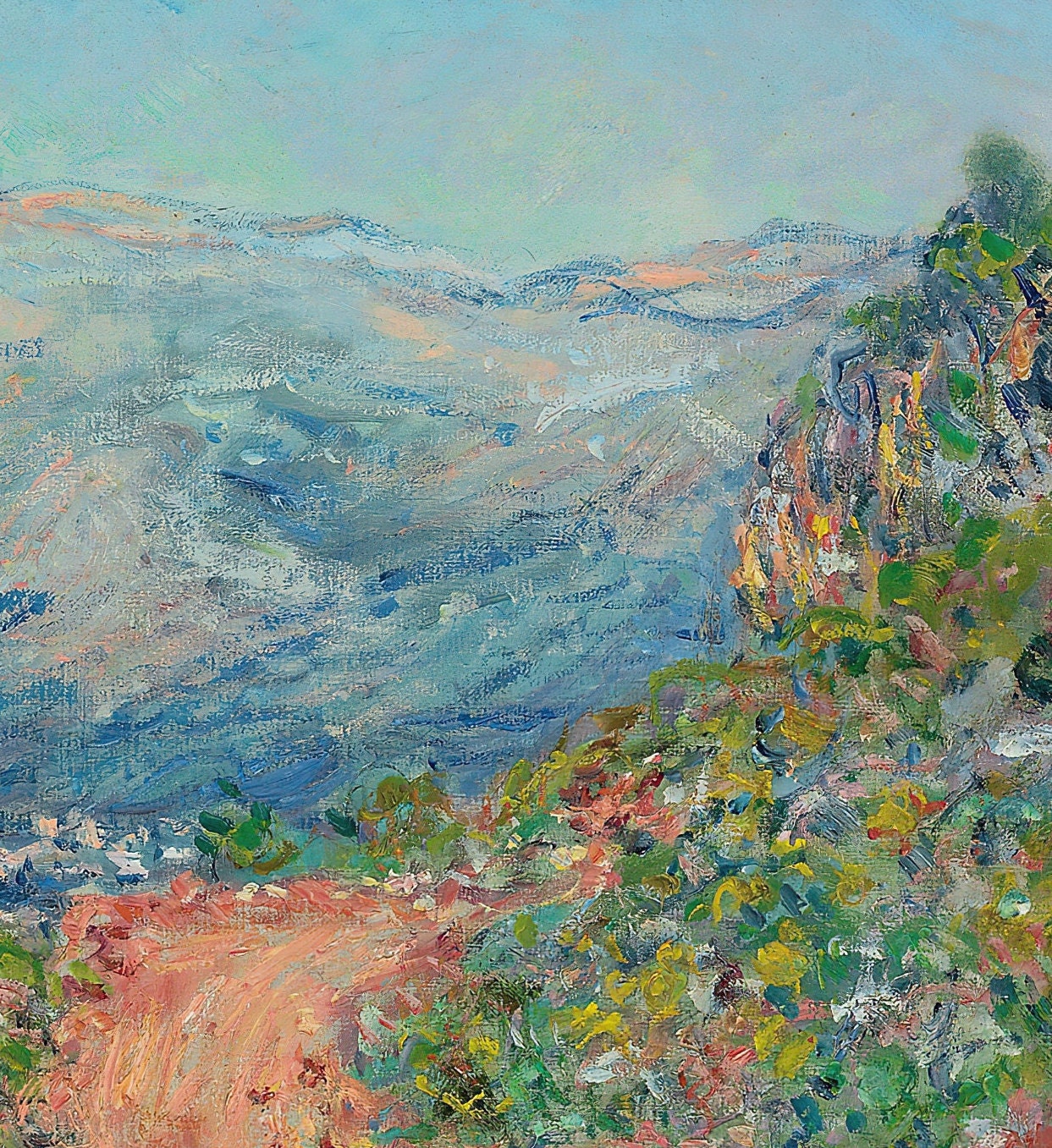 Monet Print: La Route Rouge, 3D Textured Oil Painting Reproduction