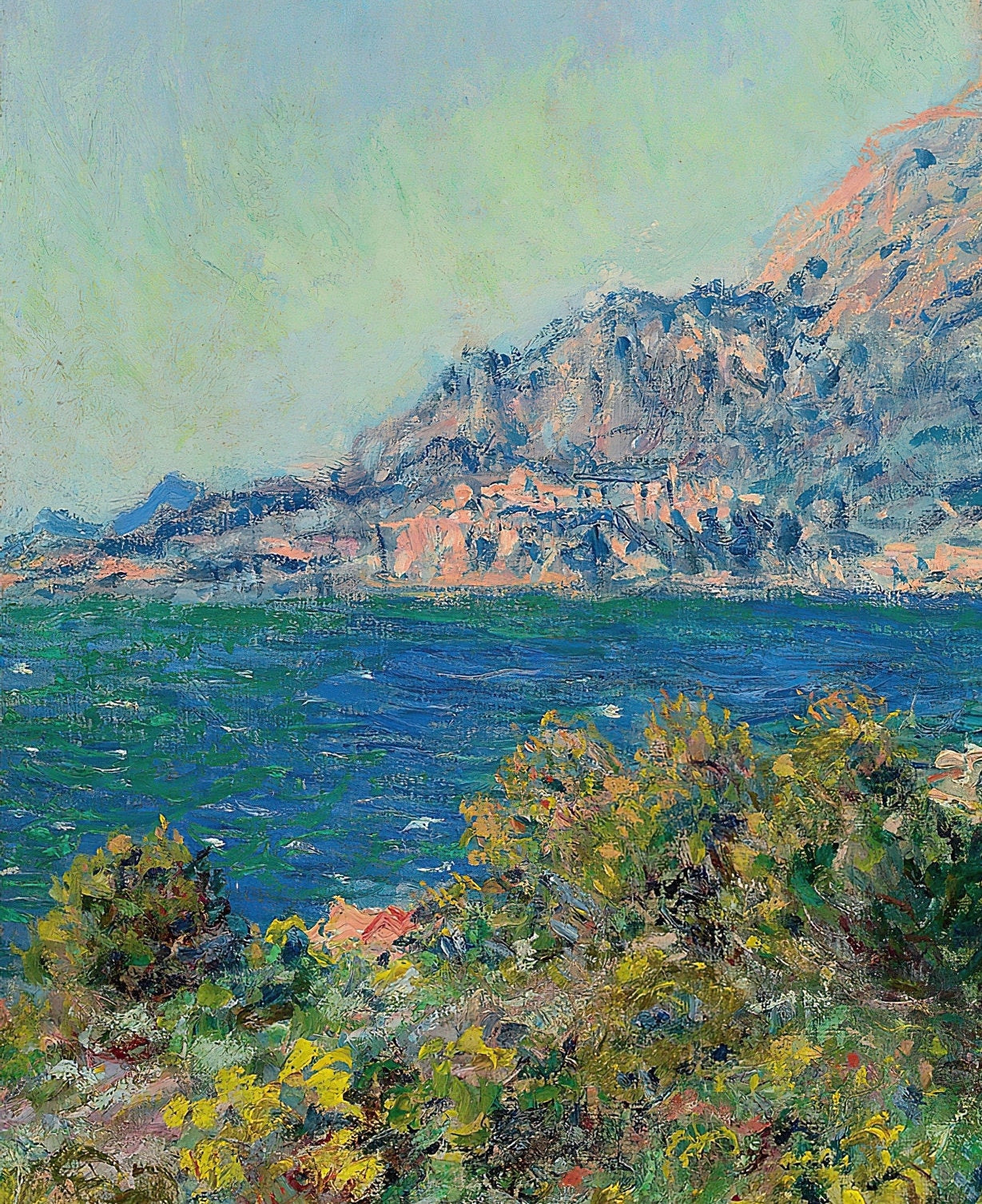 La route rouge pres de Menton by Claude Monet, 3d Printed with texture and brush strokes looks like original oil painting