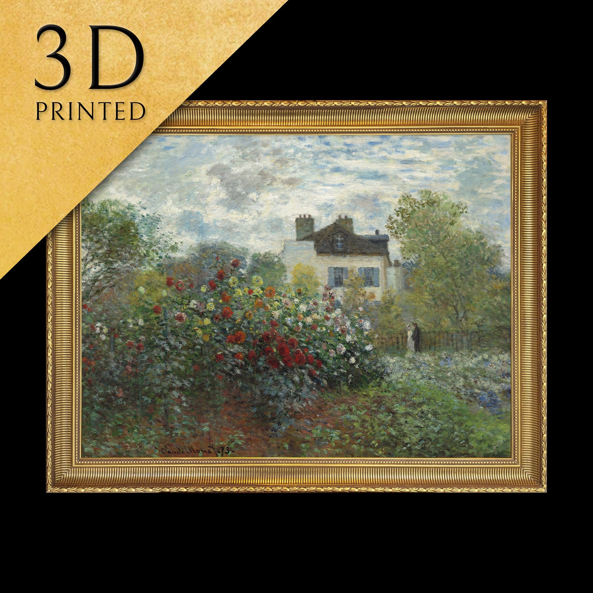 The Artist’s Garden in Argenteuil by Claude Monet, 3d Printed with texture and brush strokes looks like original oil painting