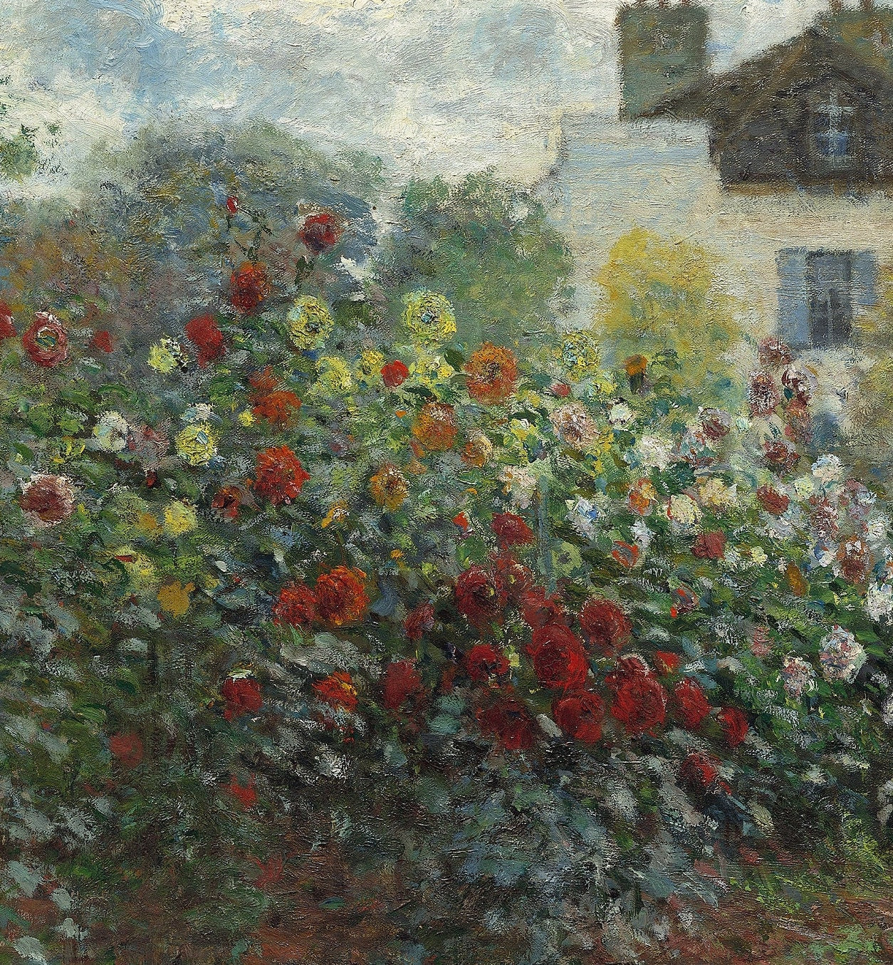 The Artist’s Garden in Argenteuil by Claude Monet, 3d Printed with texture and brush strokes looks like original oil painting