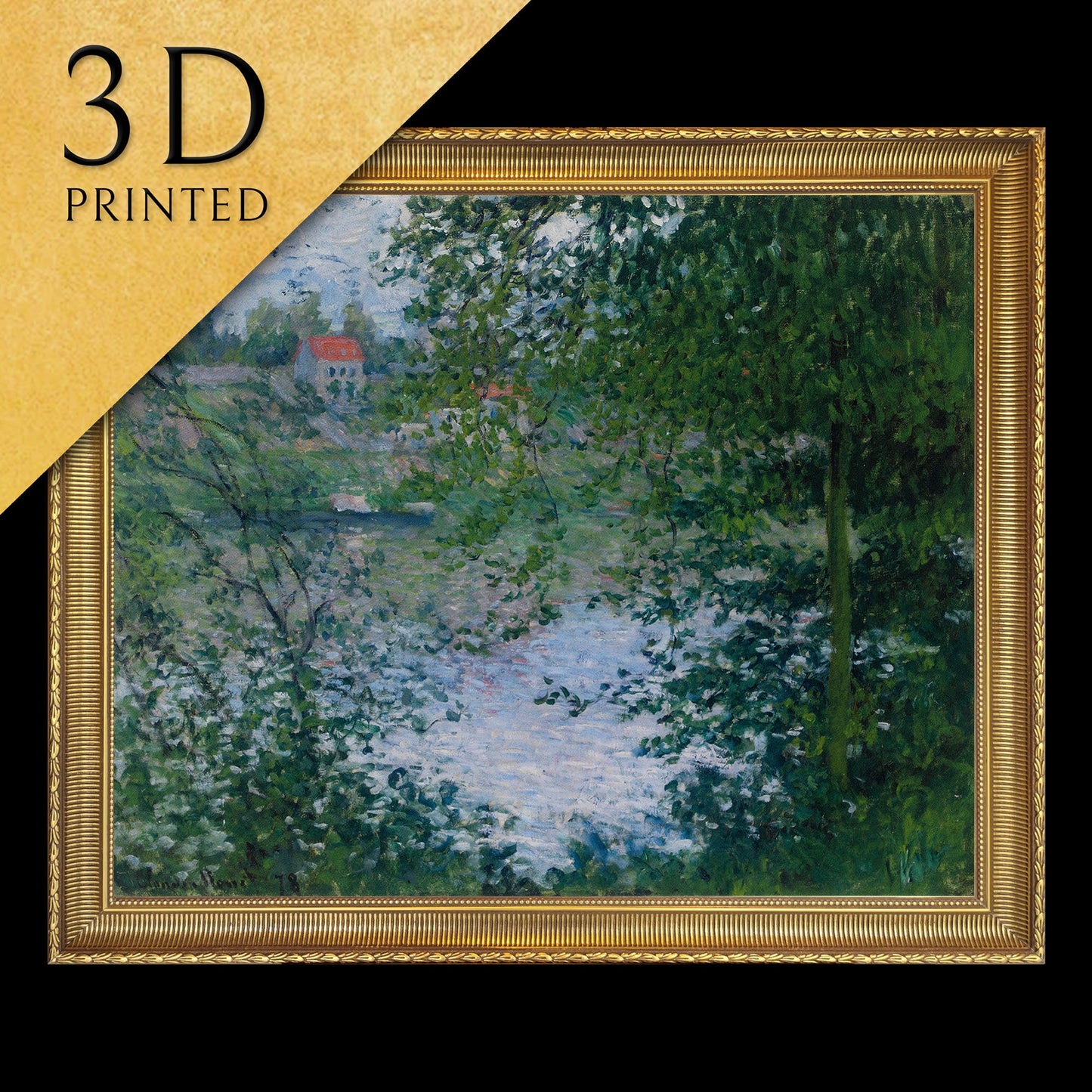 Through the Trees by Claude Monet, 3d Printed with texture and brush strokes looks like original oil painting.